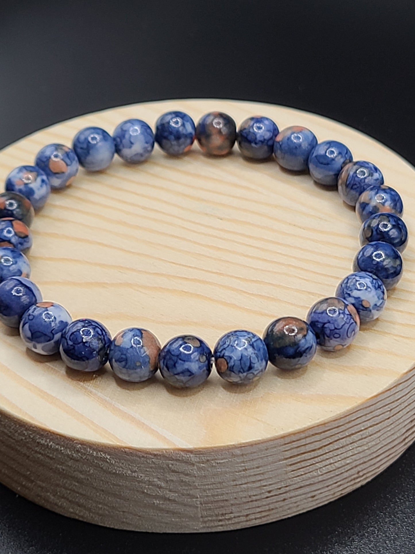 Blue Cherry Blossom Jade Natural Gemstone Bracelet