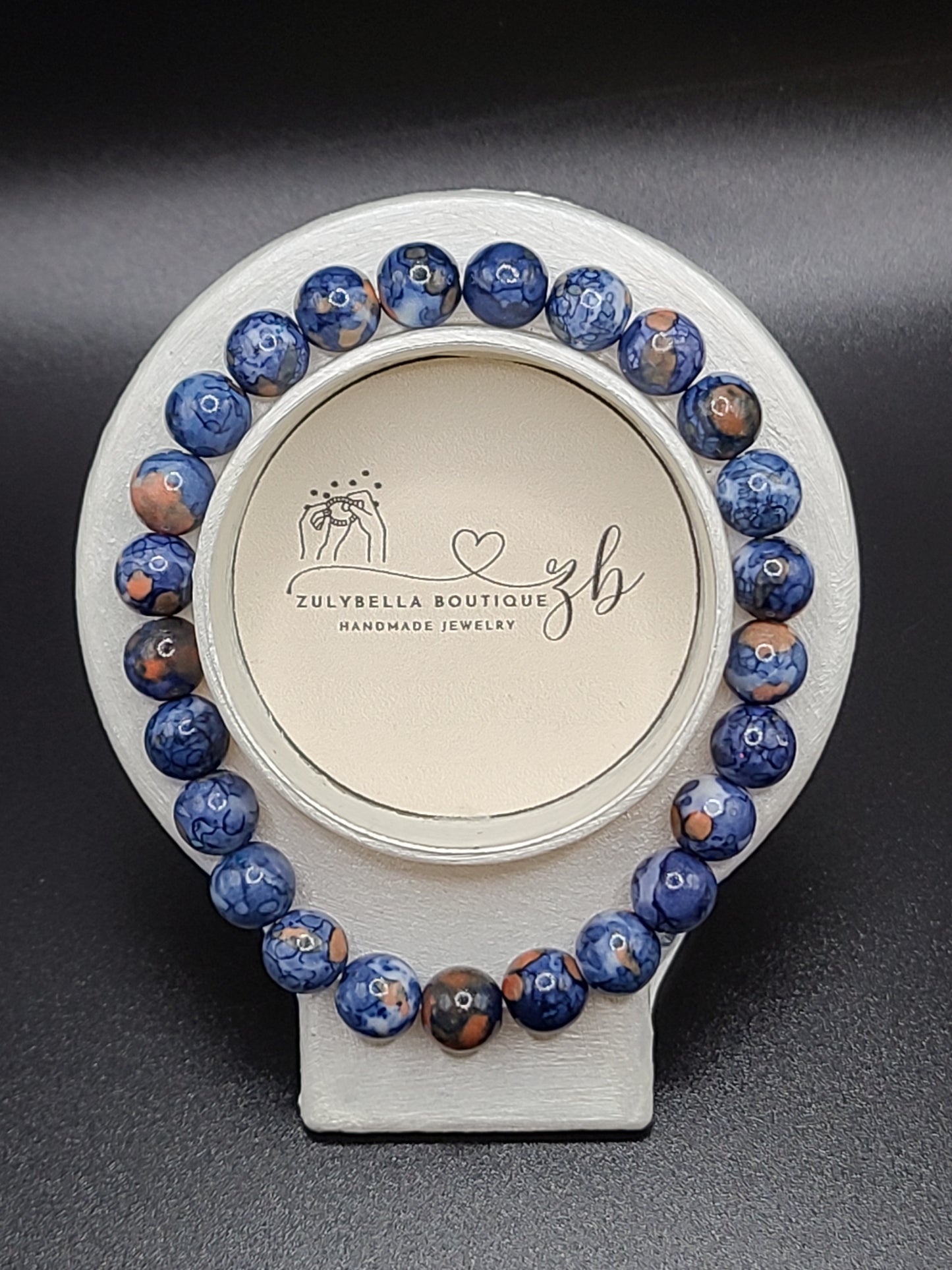 Blue Cherry Blossom Jade Natural Gemstone Bracelet