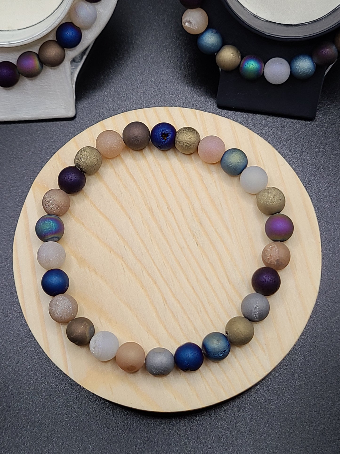 Colorful Druzy Agate Natural Gemstone Bracelet