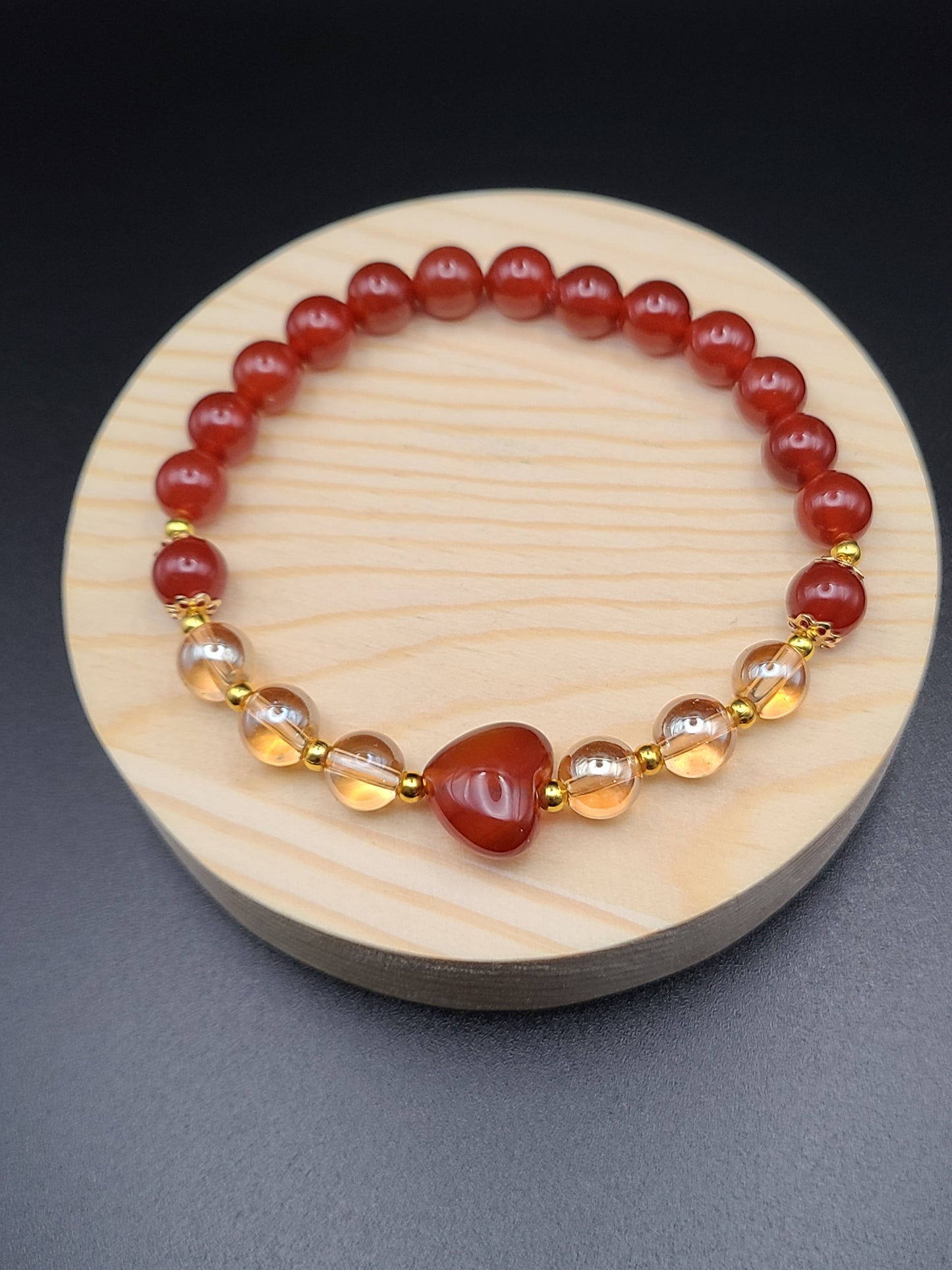 Carnelian Heart Natural Gemstone Bracelet