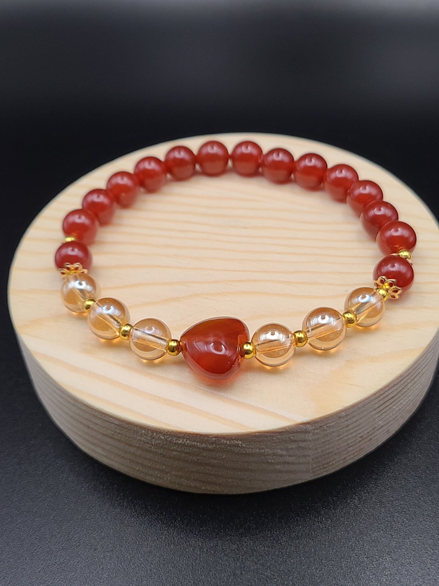 Carnelian Heart Natural Gemstone Bracelet