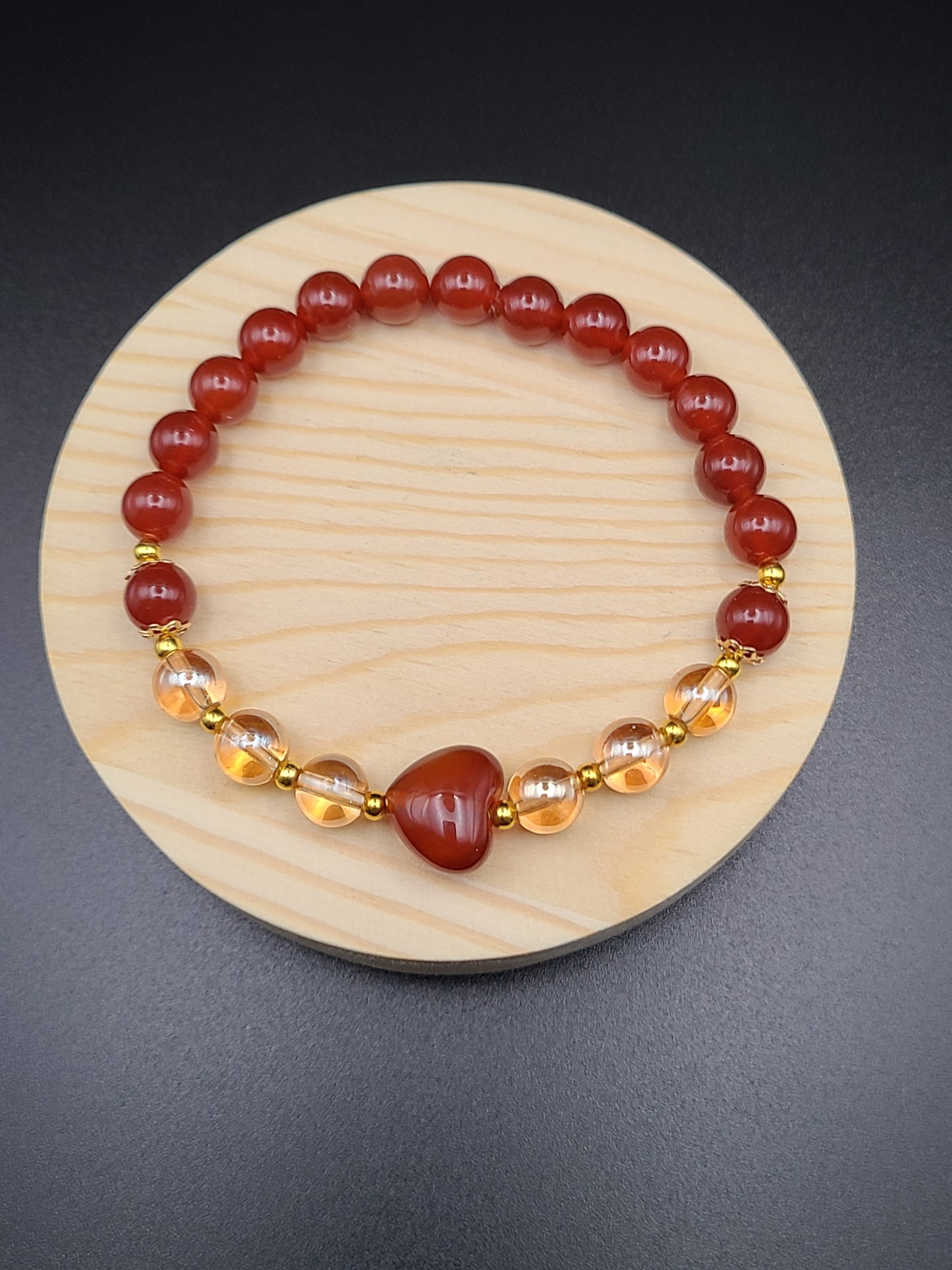 Carnelian Heart Natural Gemstone Bracelet