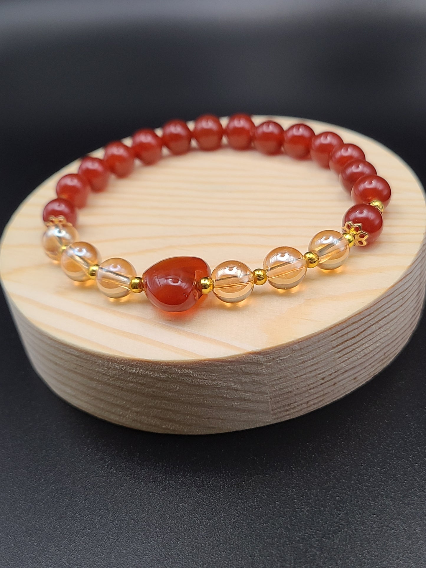 Carnelian Heart Natural Gemstone Bracelet