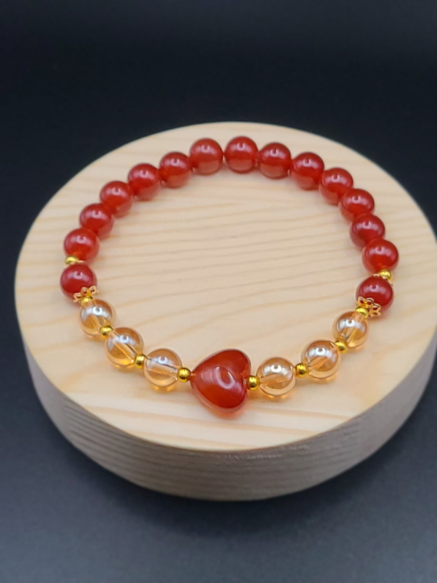 Carnelian Heart Natural Gemstone Bracelet