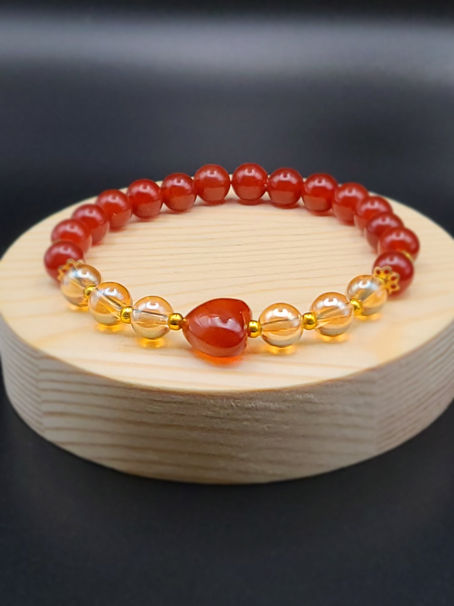 Carnelian Heart Natural Gemstone Bracelet