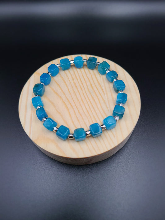 Natural Gemstone Bracelet with Cube shaped beads