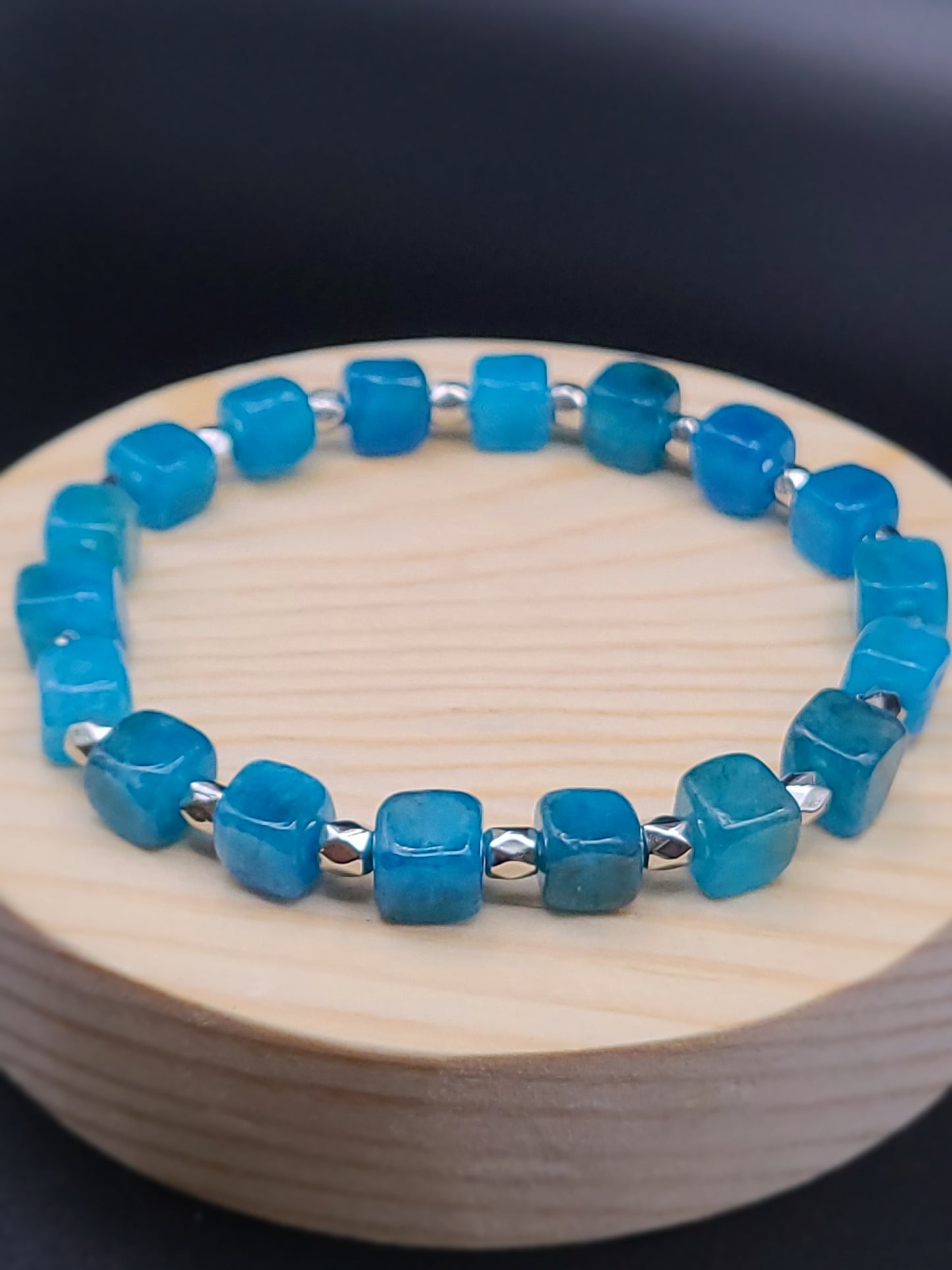 Natural Gemstone Bracelet with Cube shaped beads