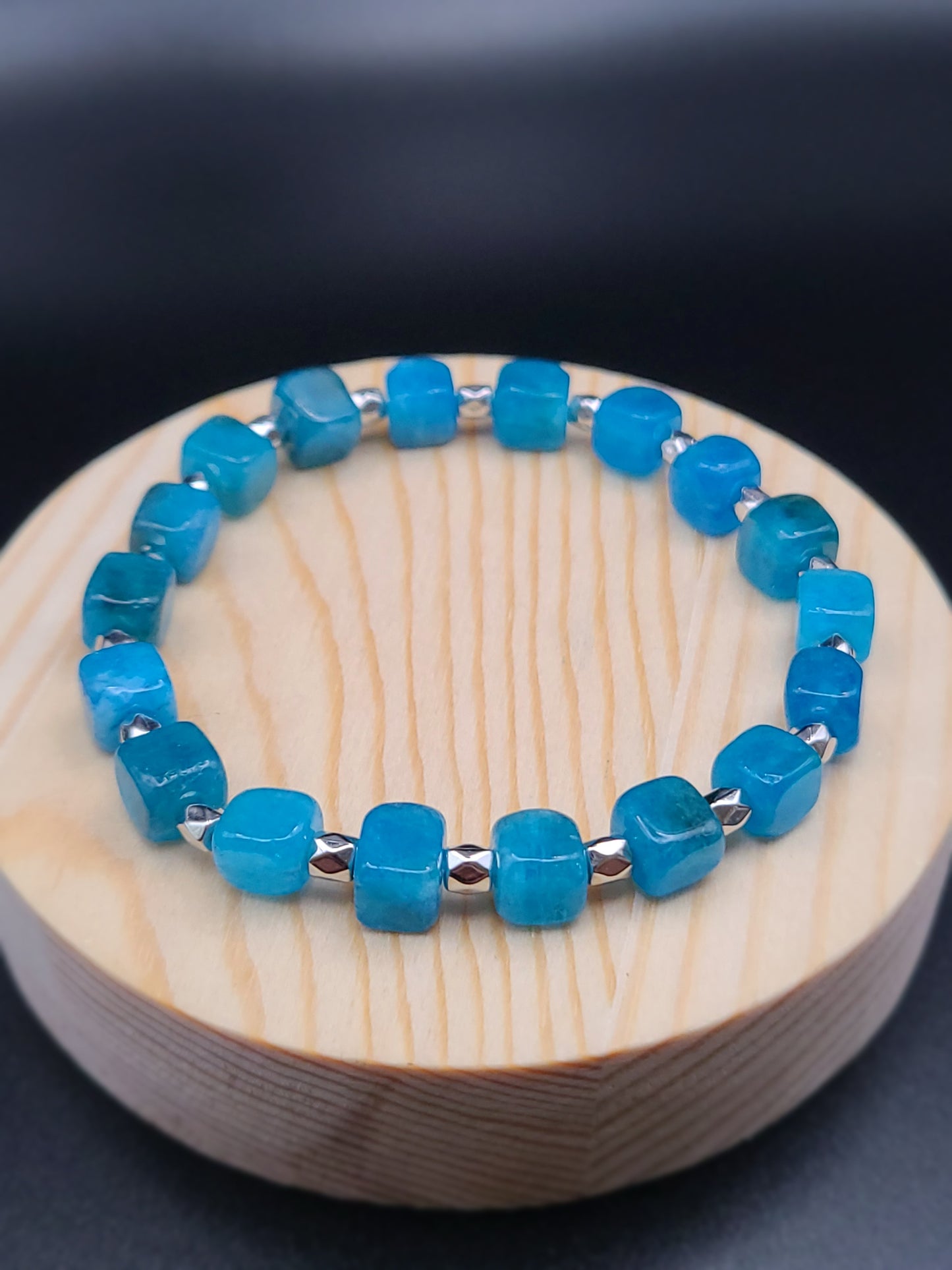 Natural Gemstone Bracelet with Cube shaped beads