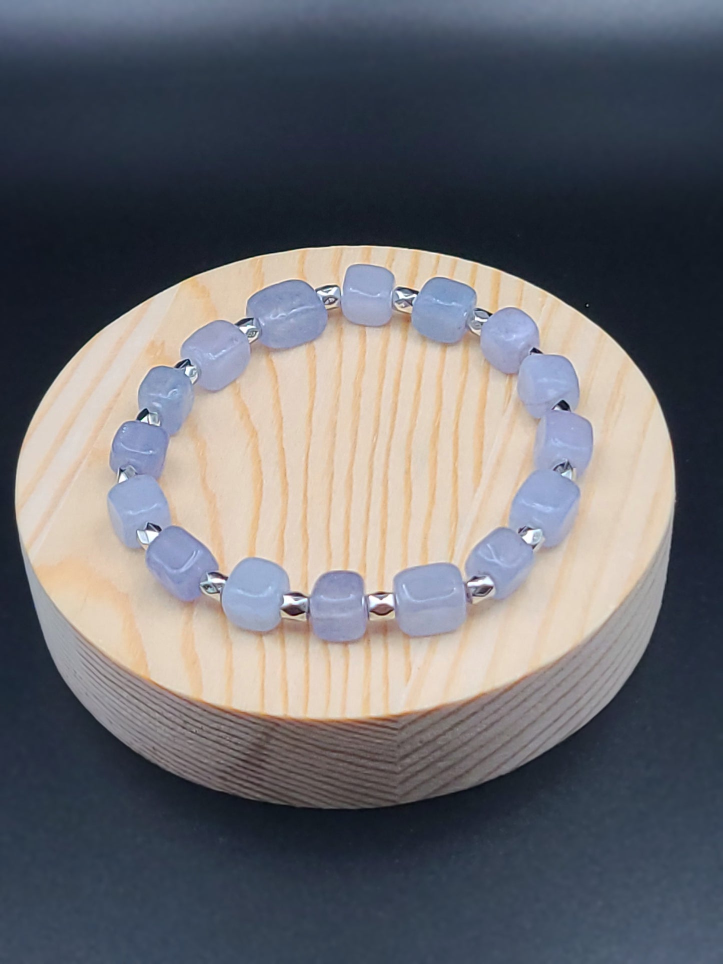 Natural Gemstone Bracelet with Cube shaped beads