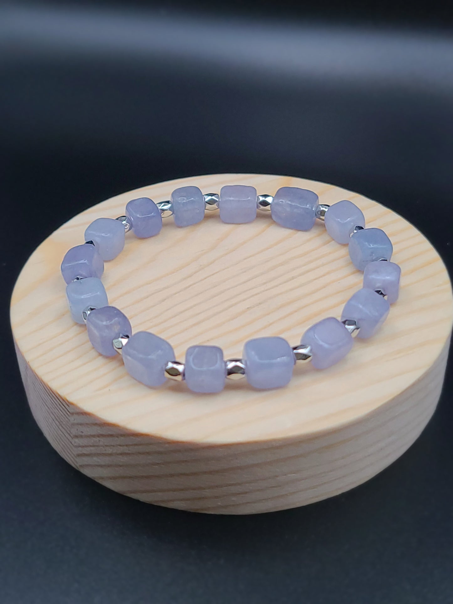 Natural Gemstone Bracelet with Cube shaped beads