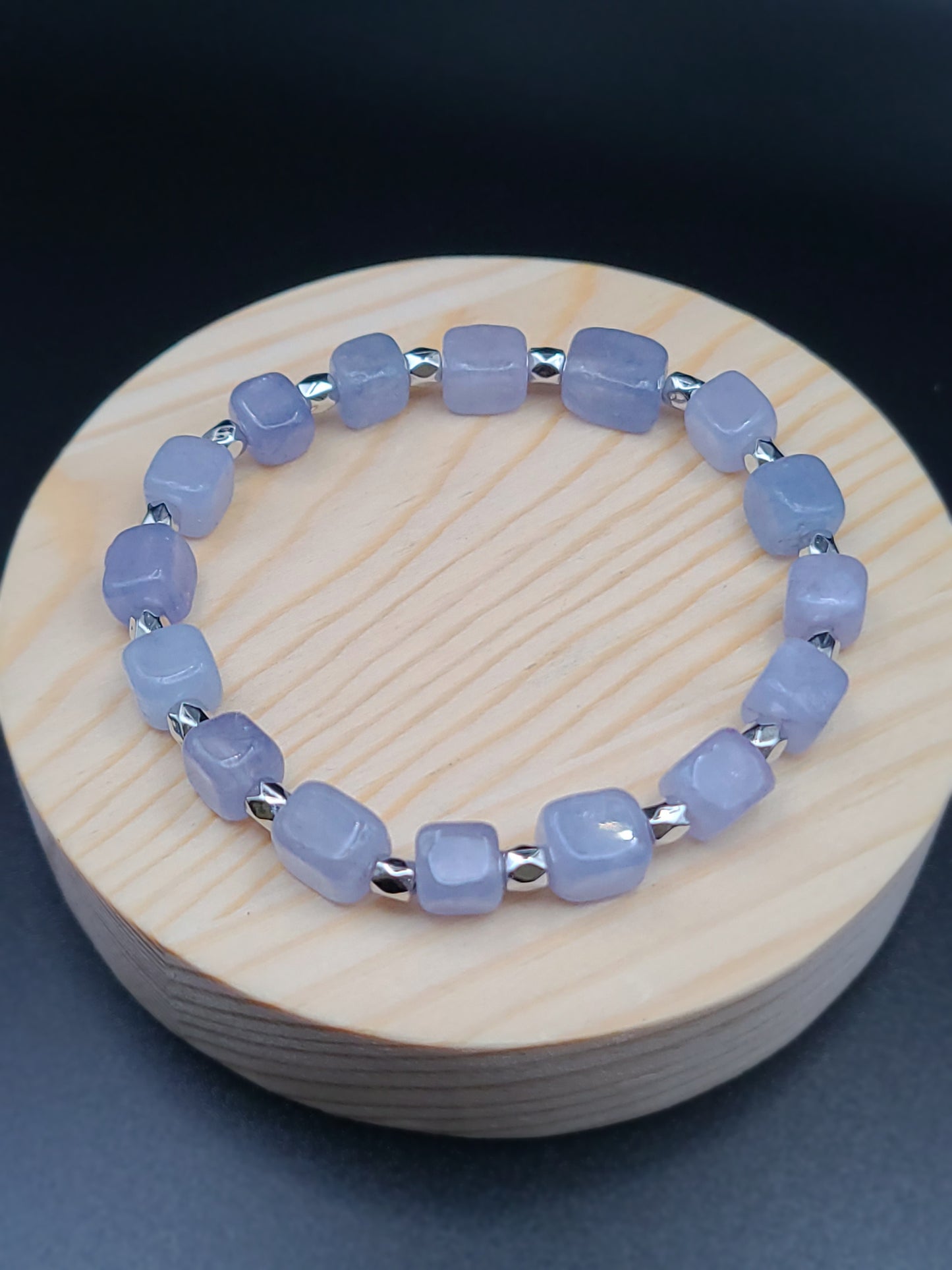 Natural Gemstone Bracelet with Cube shaped beads