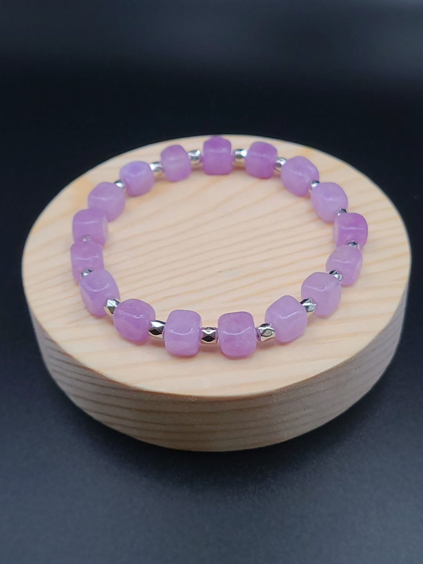 Natural Gemstone Bracelet with Cube shaped beads