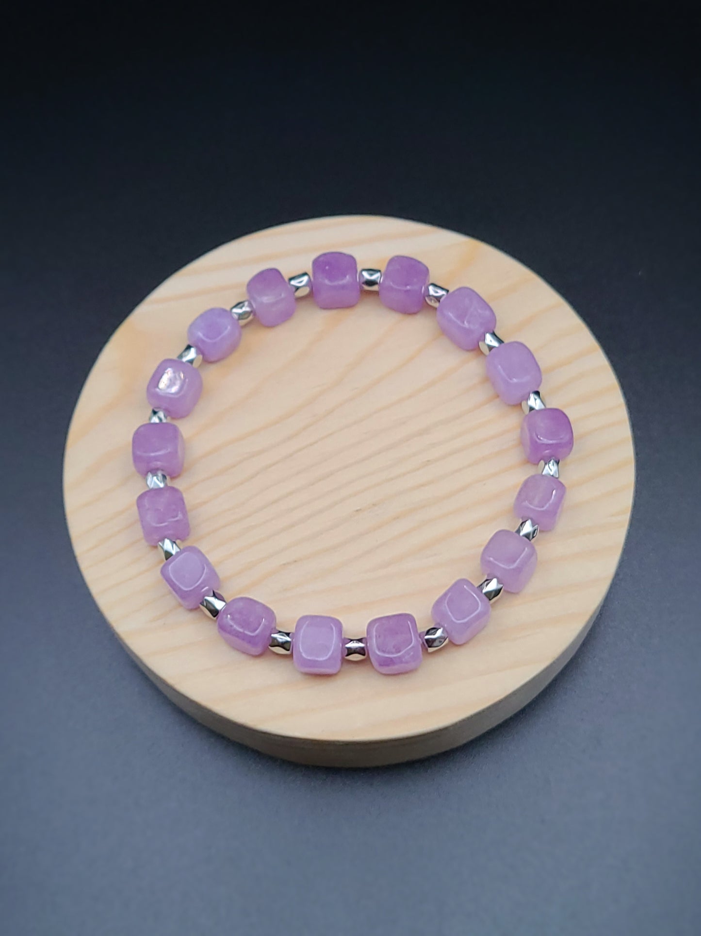 Natural Gemstone Bracelet with Cube shaped beads