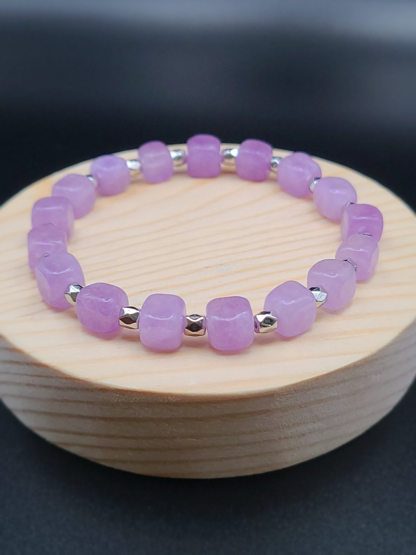 Natural Gemstone Bracelet with Cube shaped beads