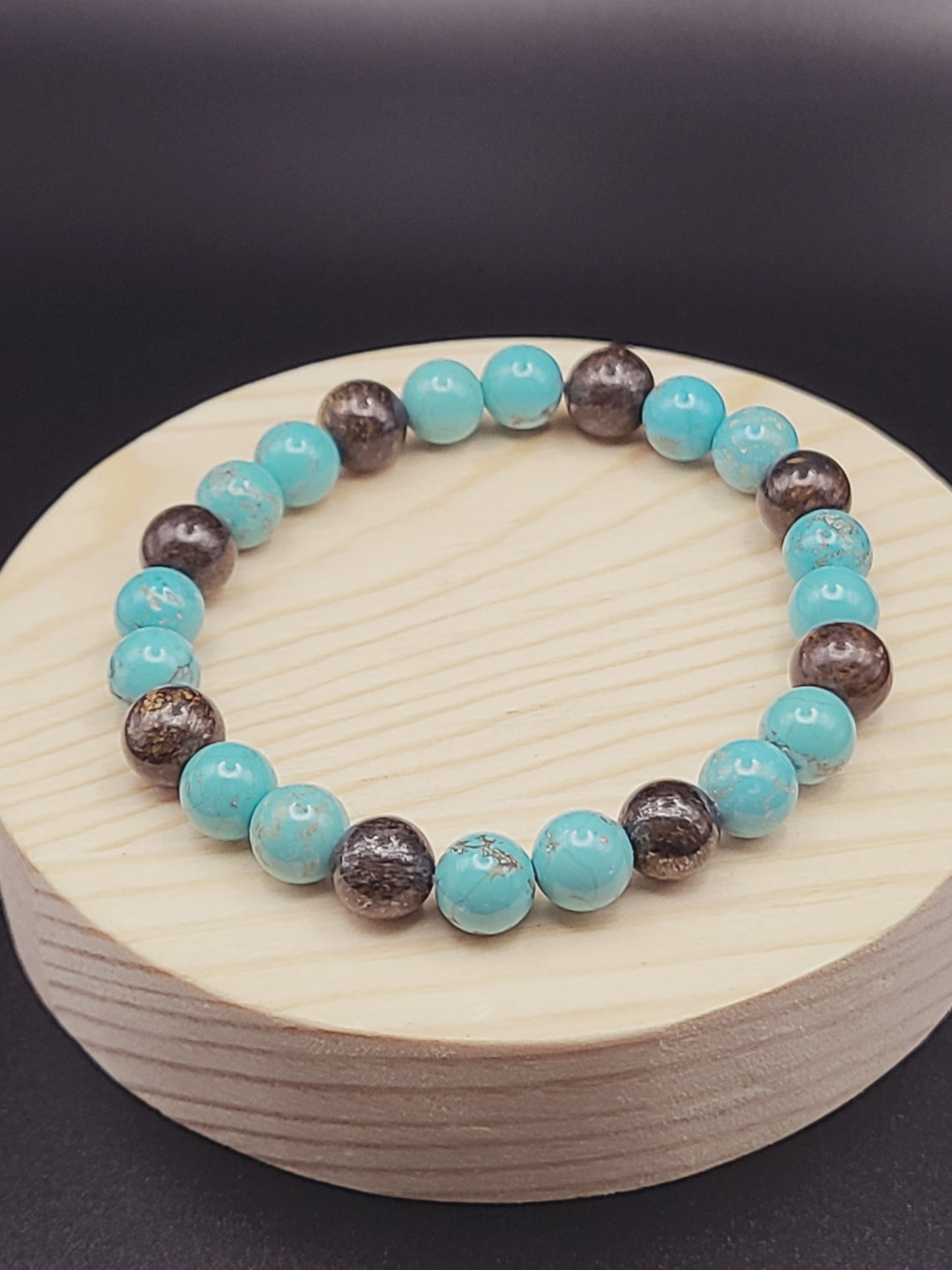 Turquiose and Bronzite Natural Gemstone Bracelet