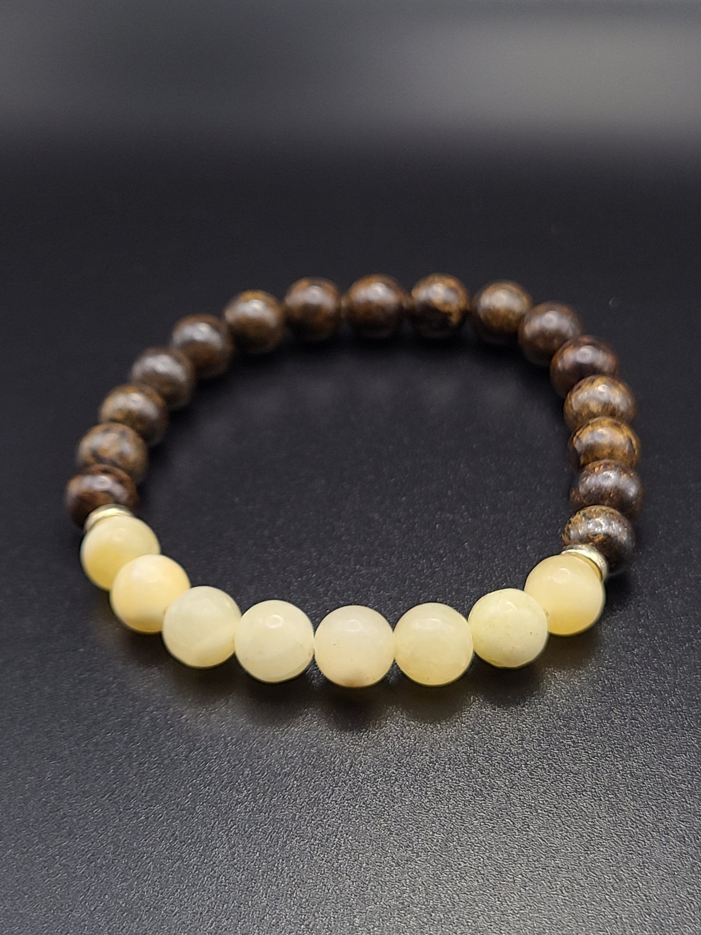 Yellow Calcite, Bronzite Natural Gemstone Bracelet