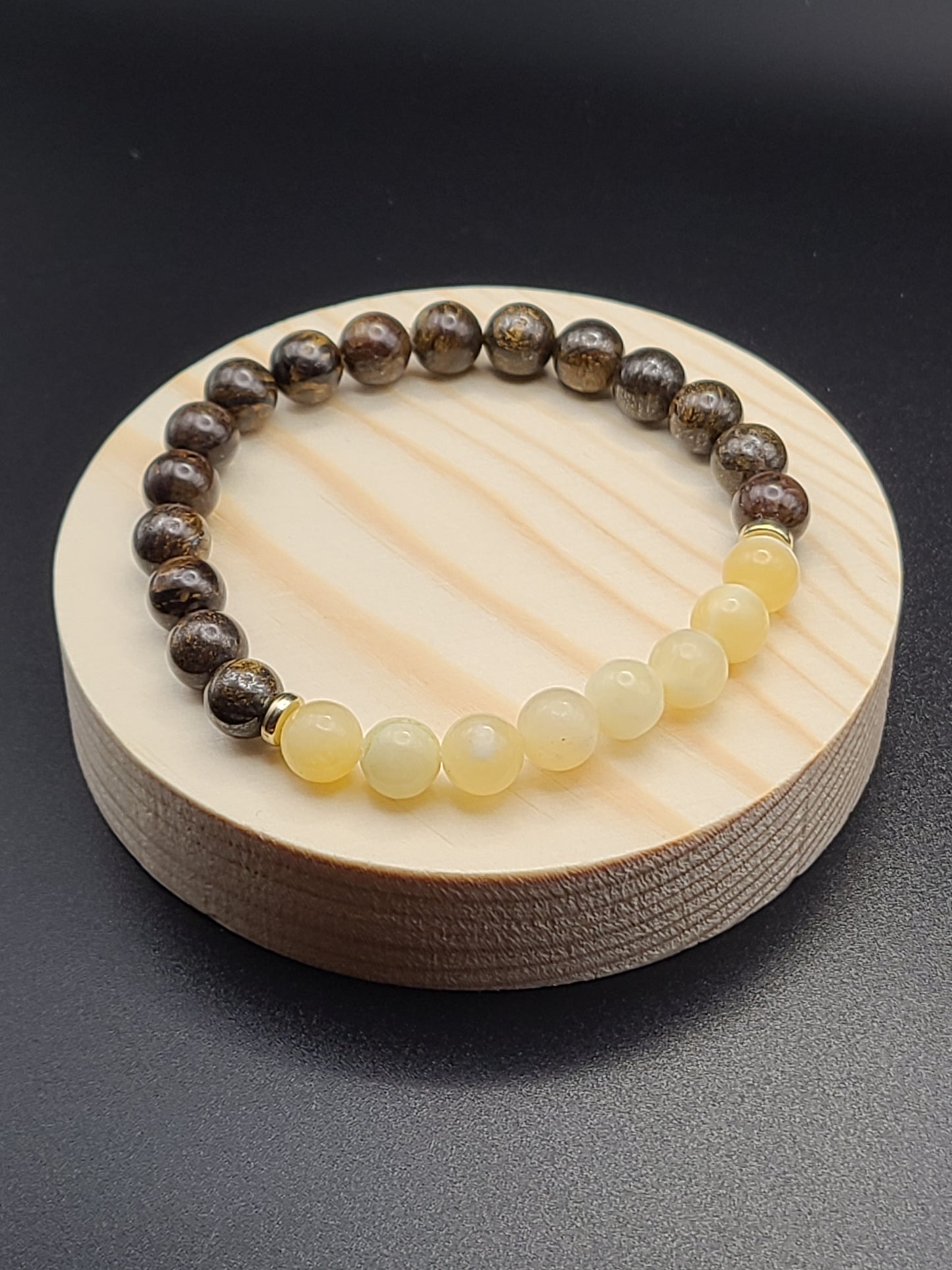 Yellow Calcite, Bronzite Natural Gemstone Bracelet