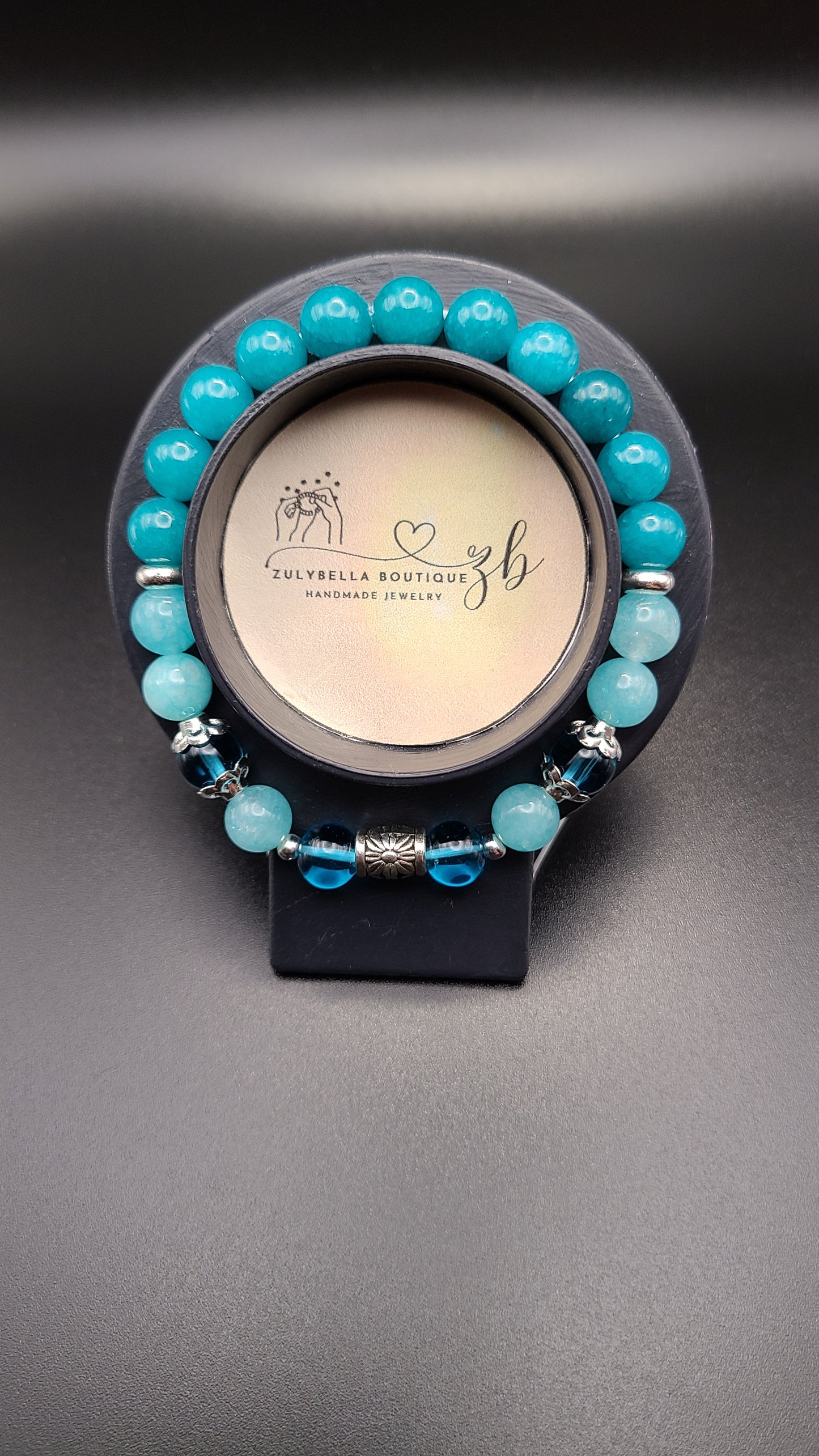 Tianhe, Tiffany Jade, and Blue Clear Crystal Natural Gemstone Bracelet