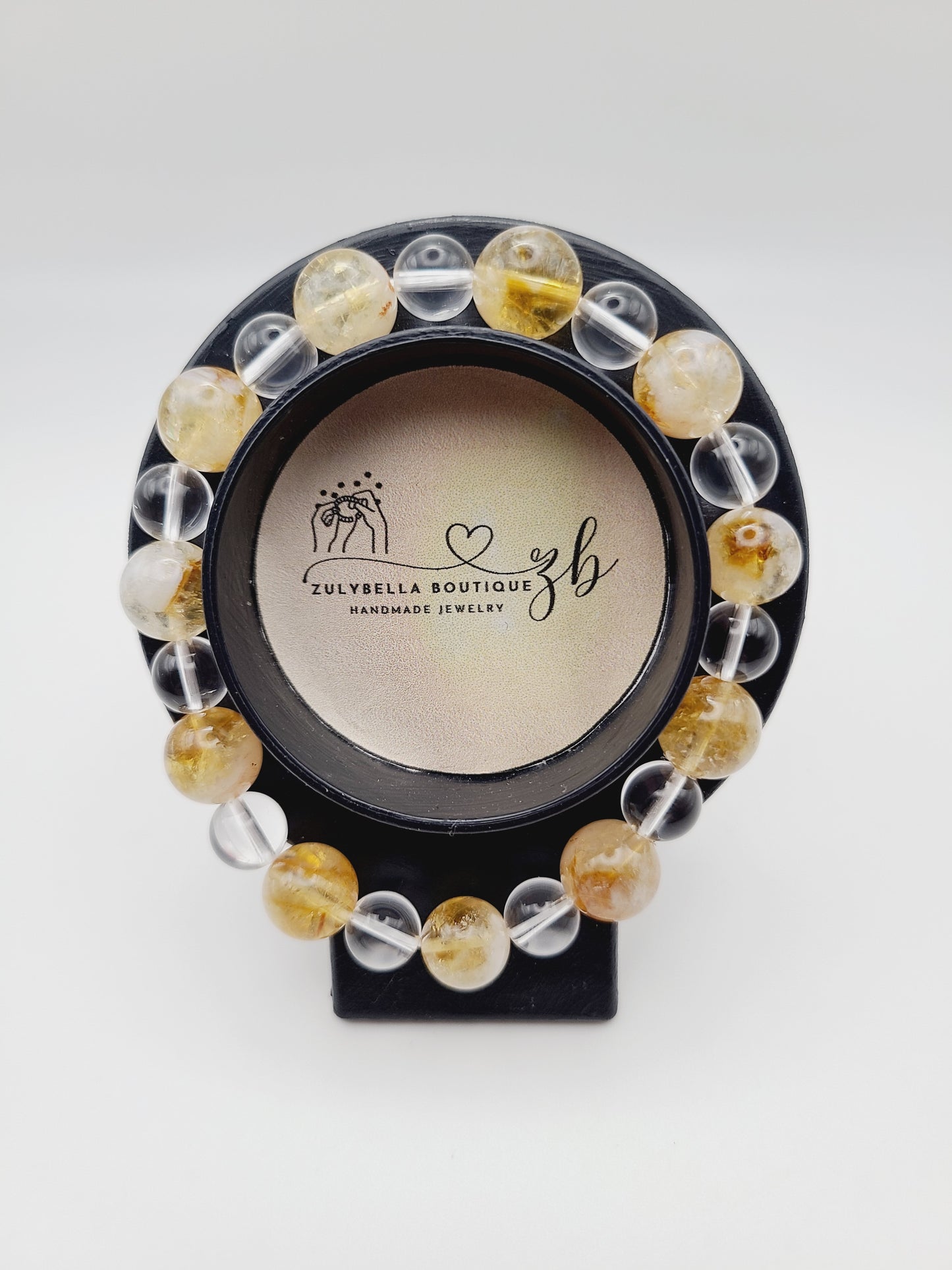 Natural Gemstone Bracelet- Milky Citrine and Clear Quartz