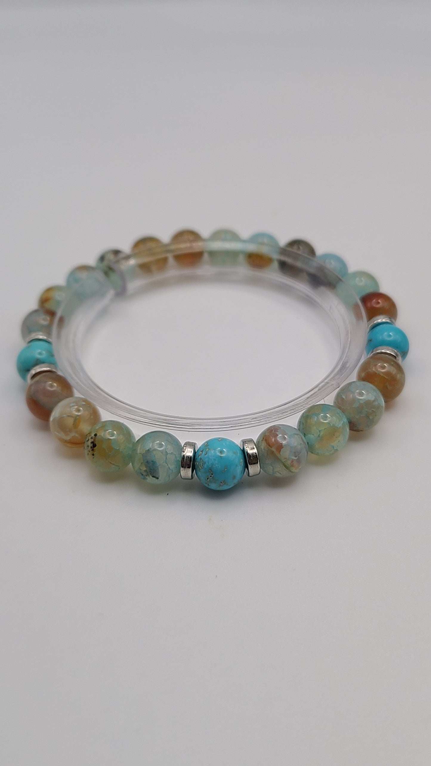 Natural Gemstone Bracelet- Blue Crackle Agate- Choose Style