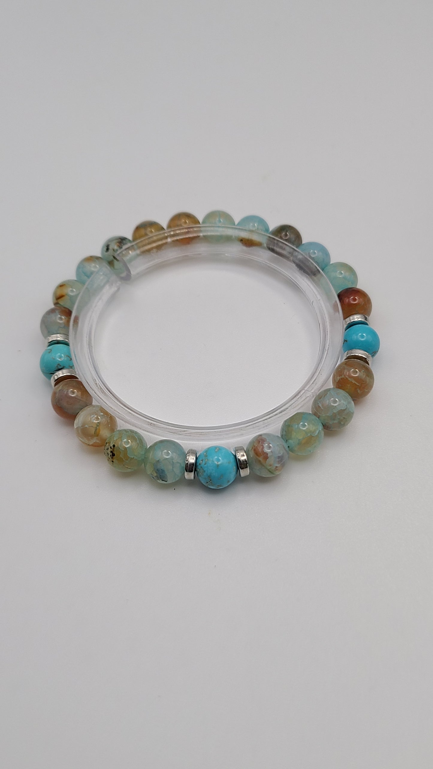 Natural Gemstone Bracelet- Blue Crackle Agate- Choose Style