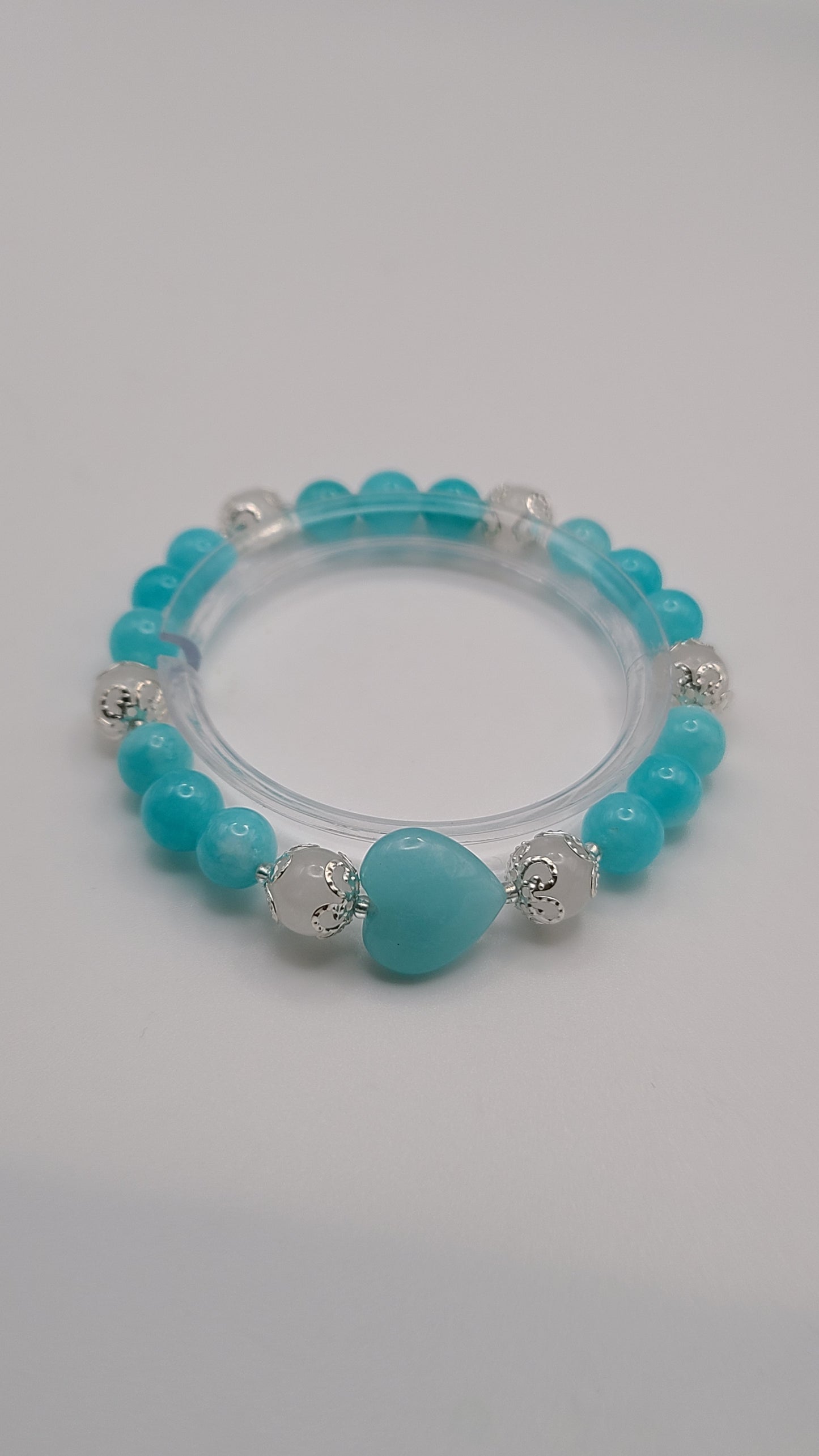 Natural Gemstone Bracelet- Jade Bracelet with Heart Shaped Bead