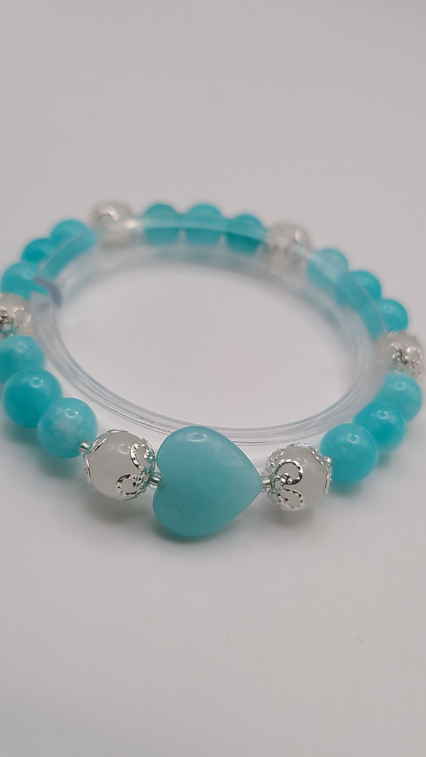 Natural Gemstone Bracelet- Jade Bracelet with Heart Shaped Bead