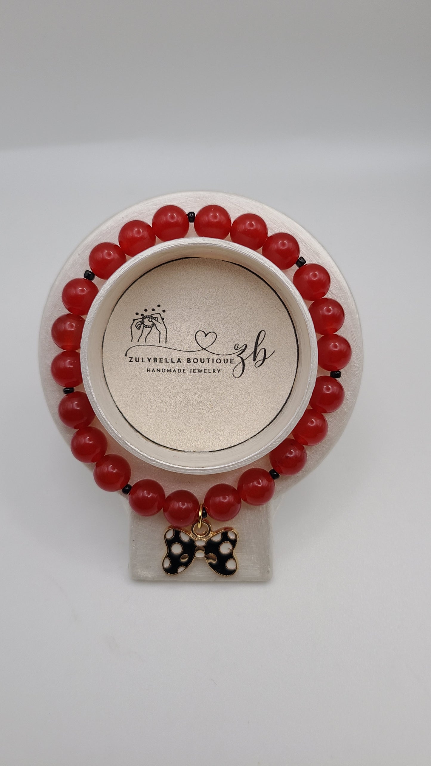 Natural Gemstone Bracelets- Red Jade with Charm