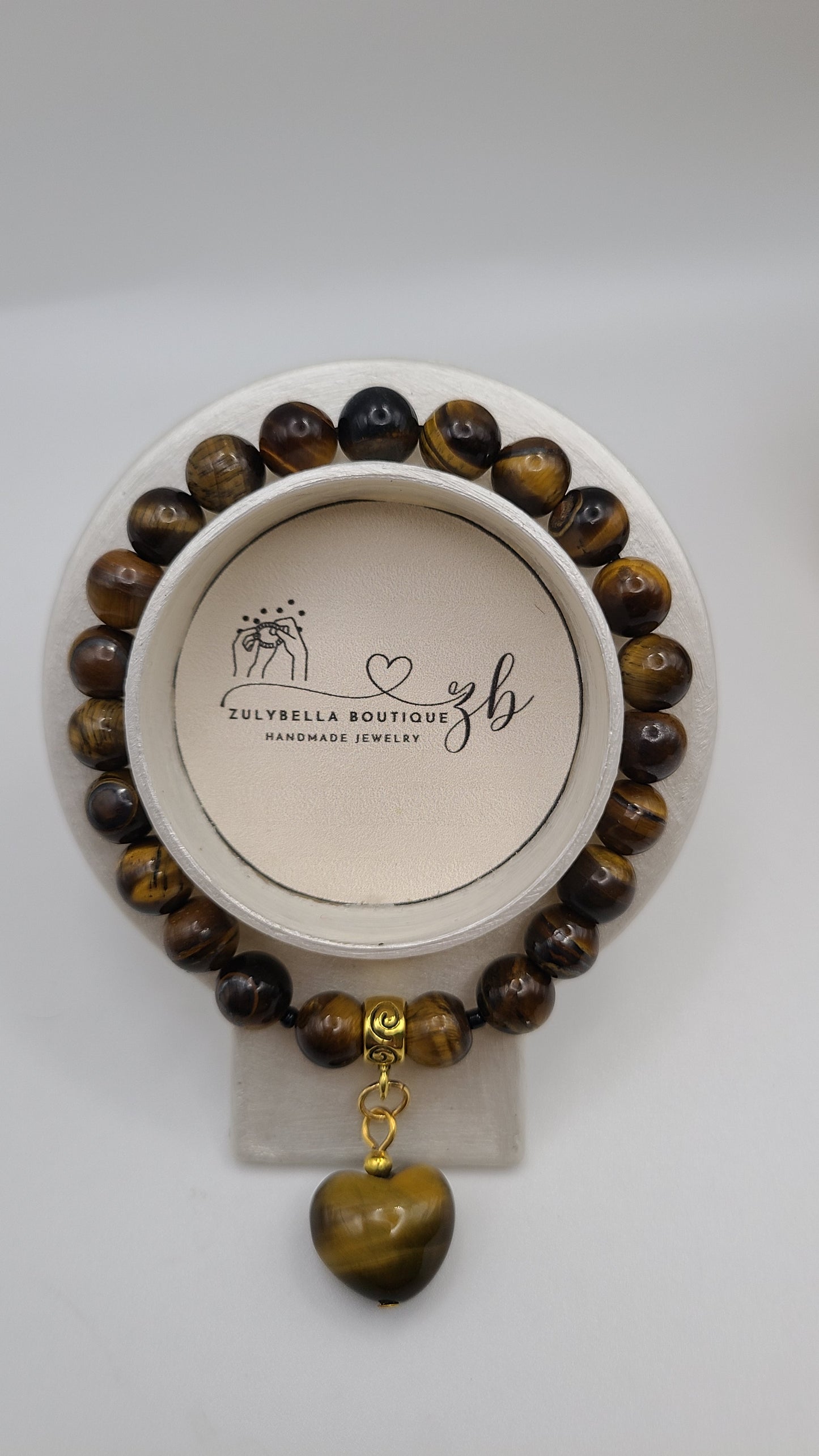 Natural Gemstone Bracelet with Heart Shaped Bead Charm- Different Stones- Choose gemstone