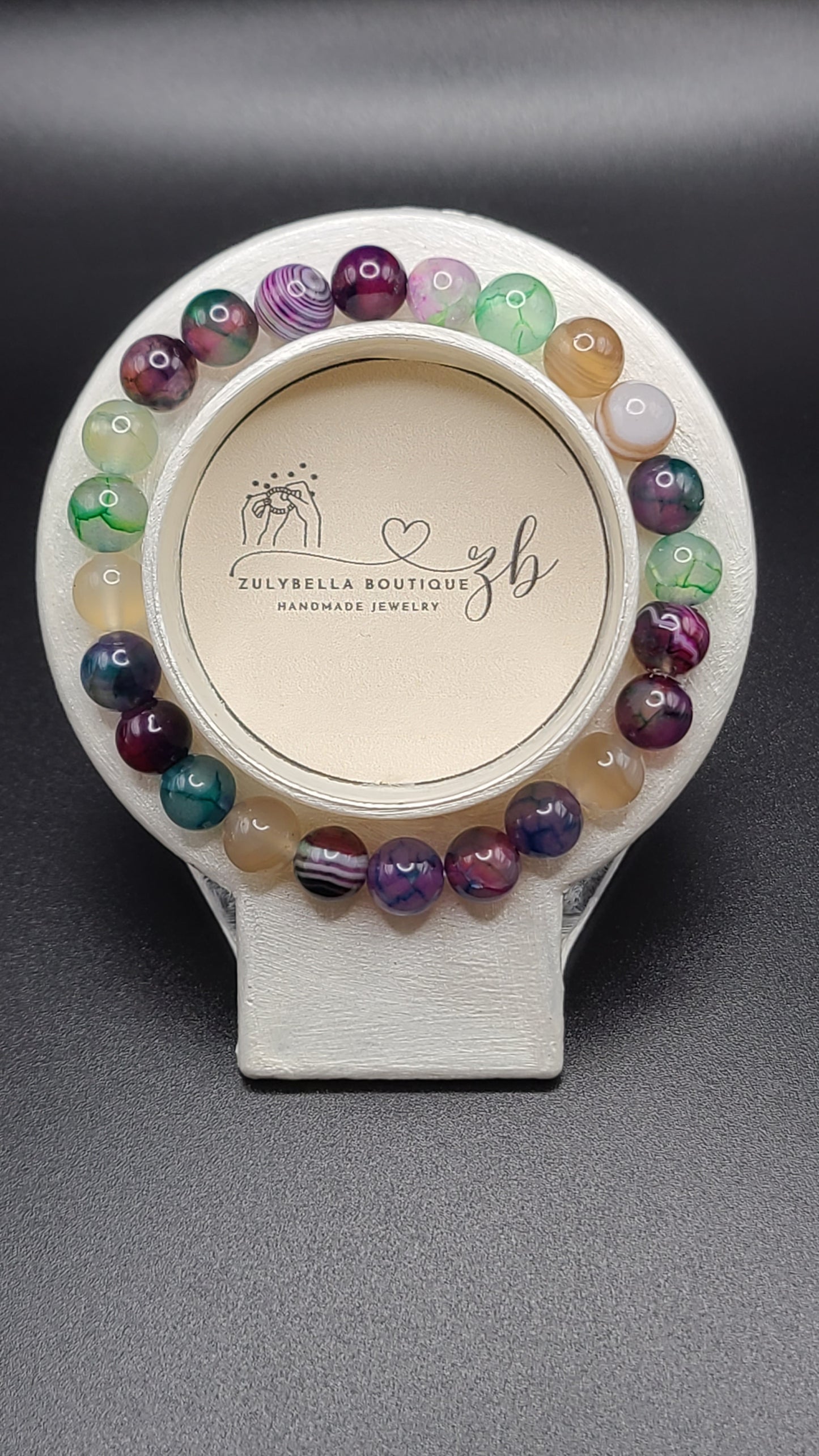 Natural Gemstone Bracelet- Colorful Agate