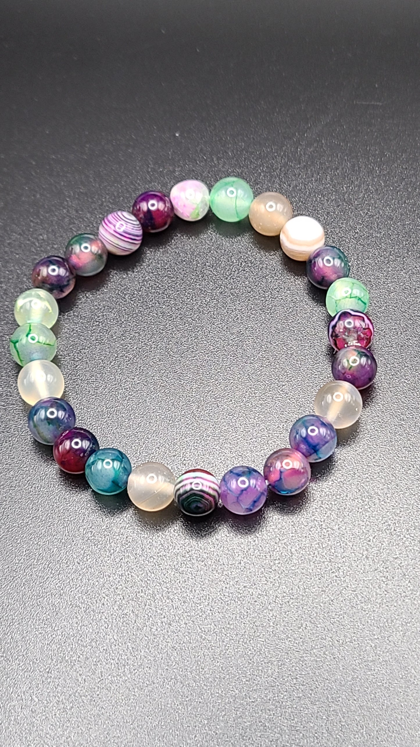 Natural Gemstone Bracelet- Colorful Agate