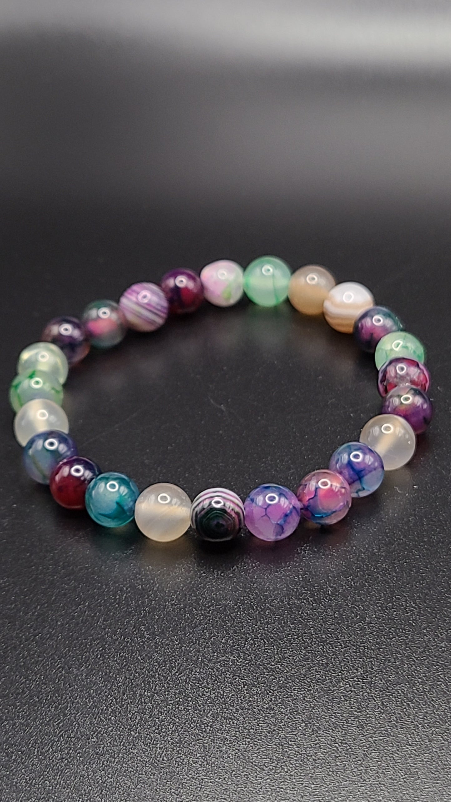 Natural Gemstone Bracelet- Colorful Agate