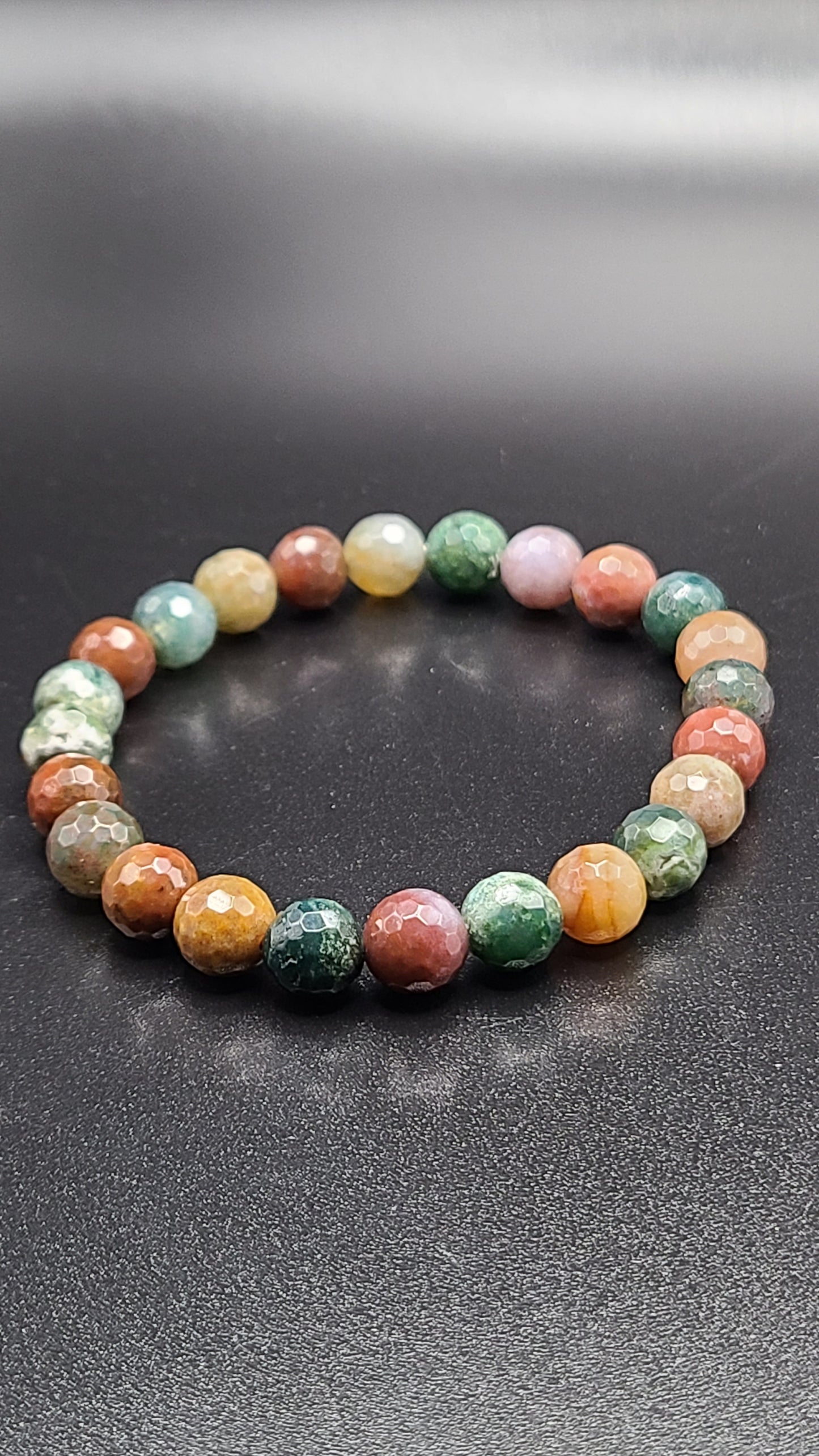 Natural Gemstone Bracelet- Faceted Indian Agate