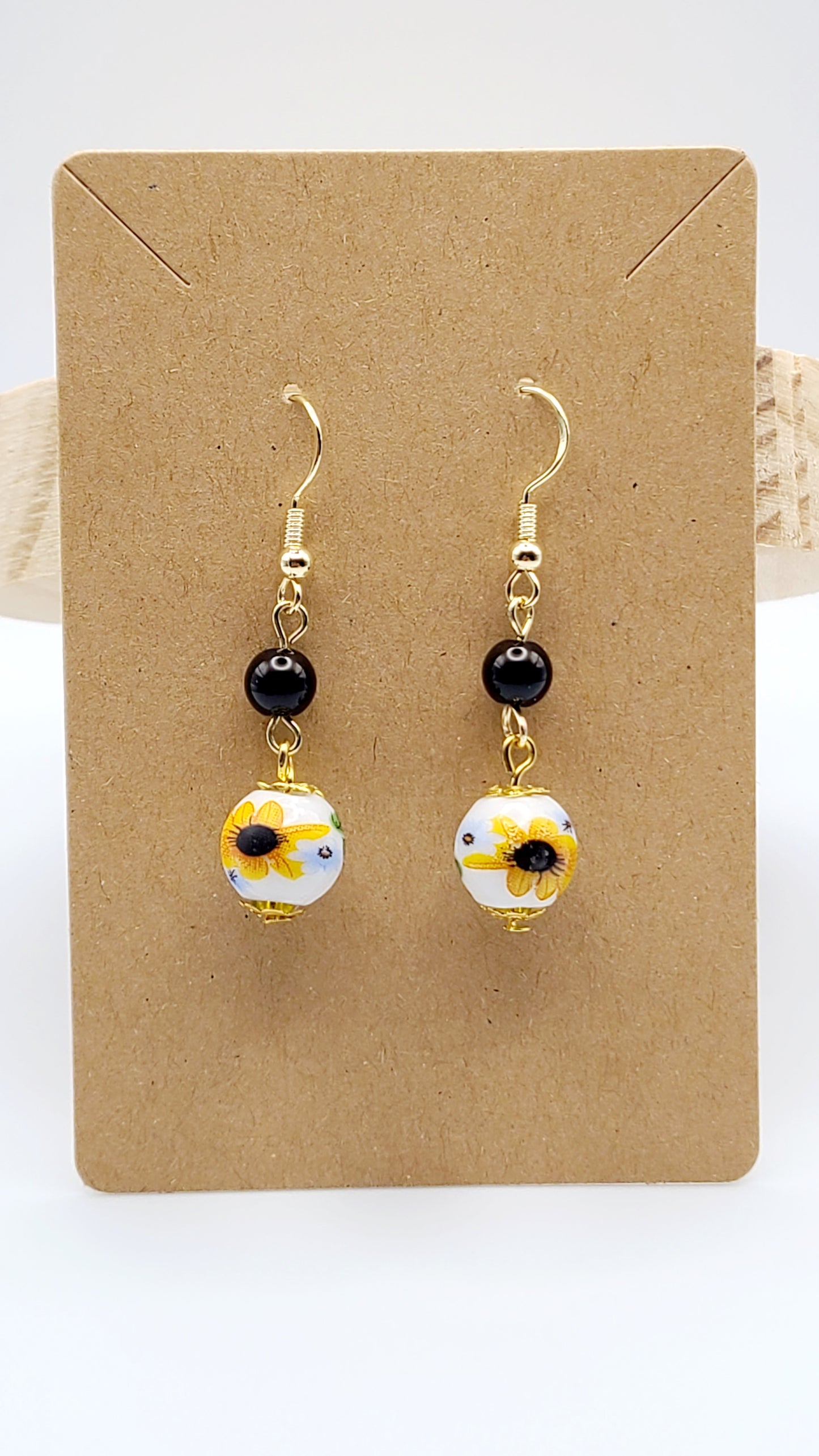 Ceramic Bead Earrings- Sunflowers