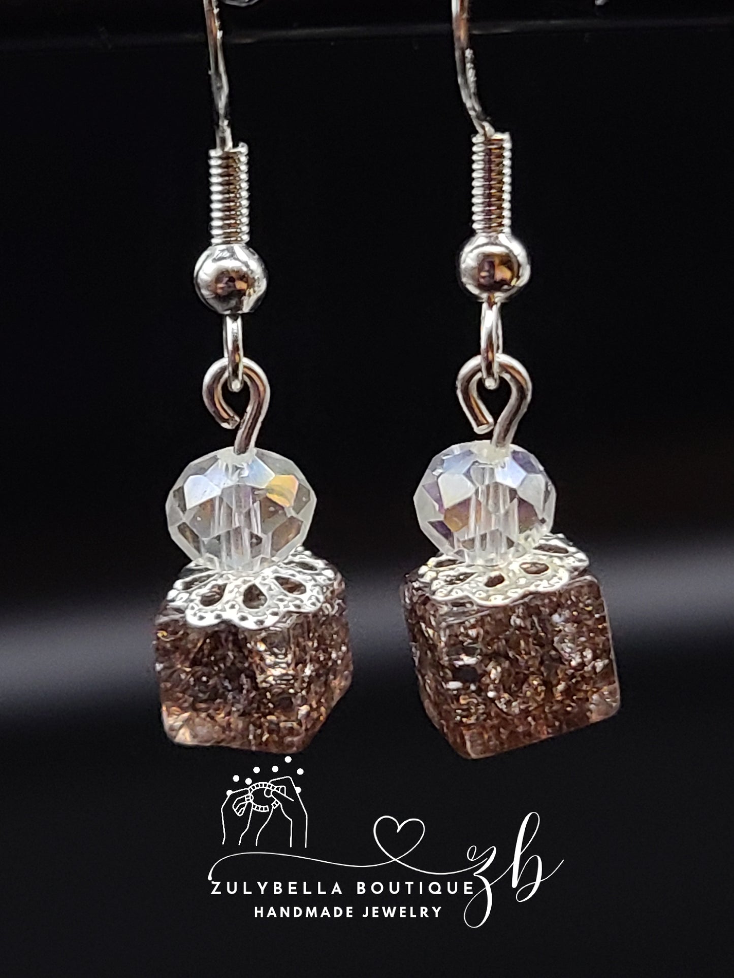 Cracked Crystal Quartz Earrings- 925 Silver Plated fishhook