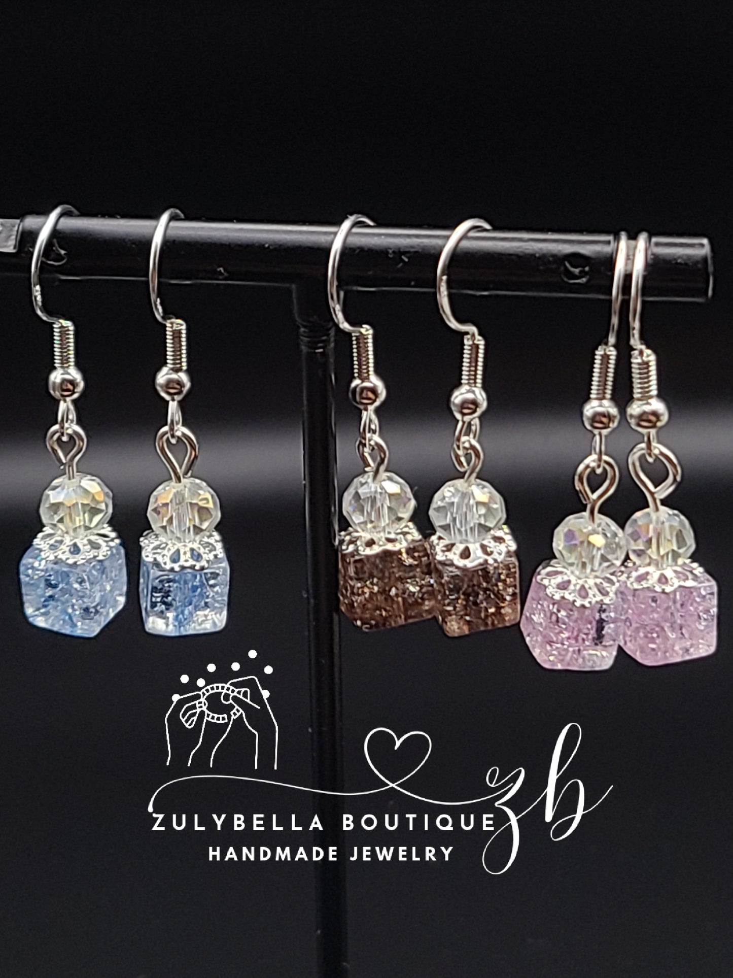 Cracked Crystal Quartz Earrings- 925 Silver Plated fishhook