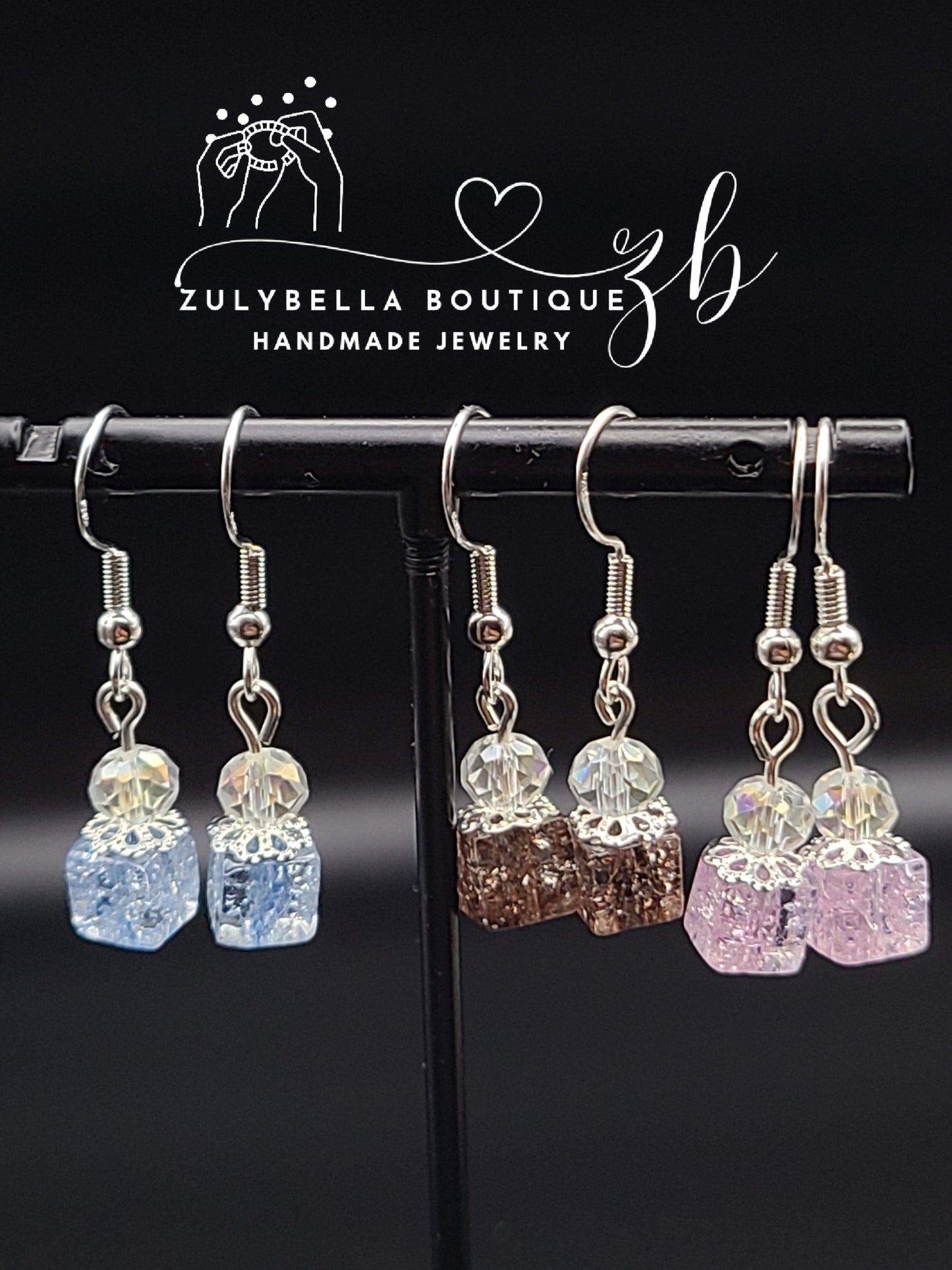 Cracked Crystal Quartz Earrings- 925 Silver Plated fishhook