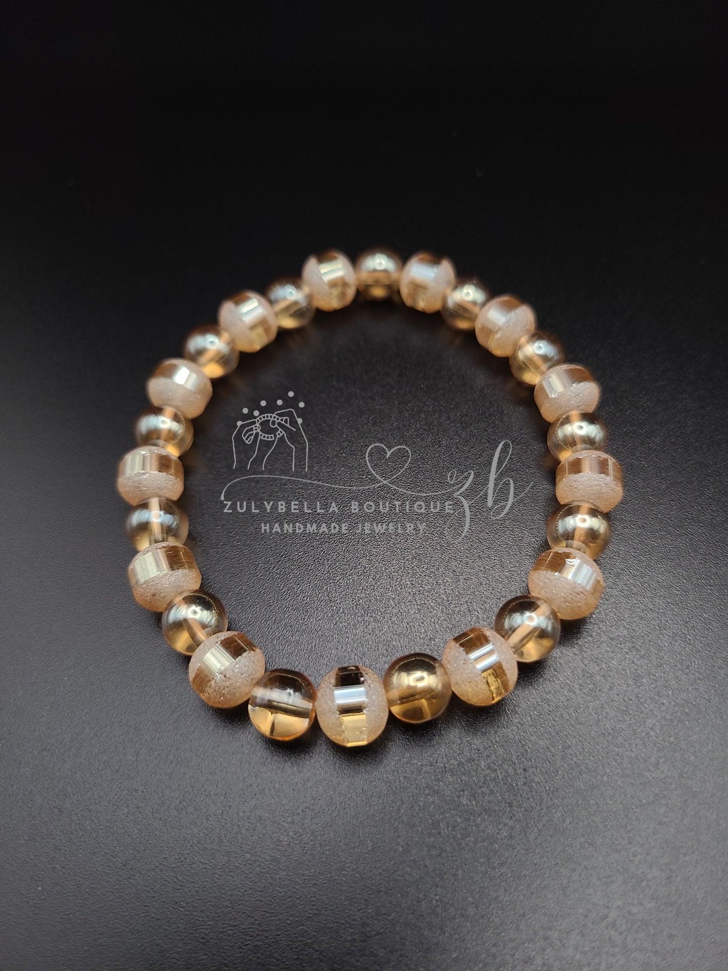 Elegant Champagne Glass Bead Bracelet