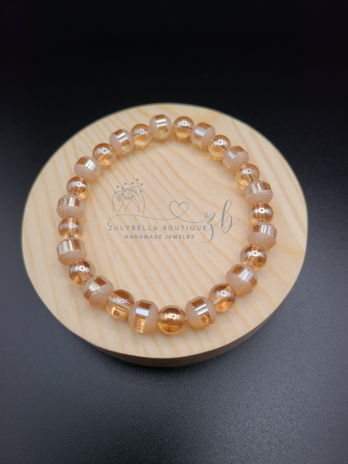 Elegant Champagne Glass Bead Bracelet