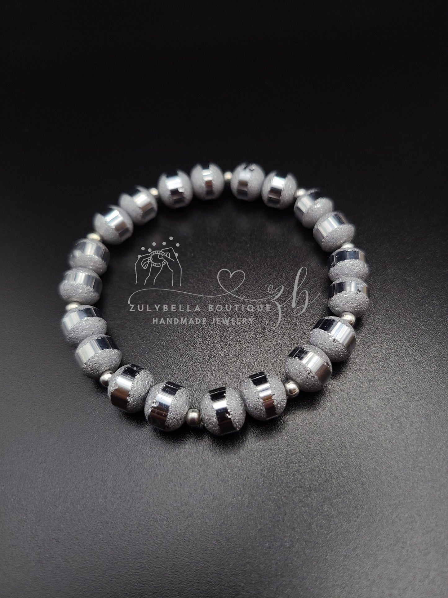 Elegant Silver Glass Bracelet