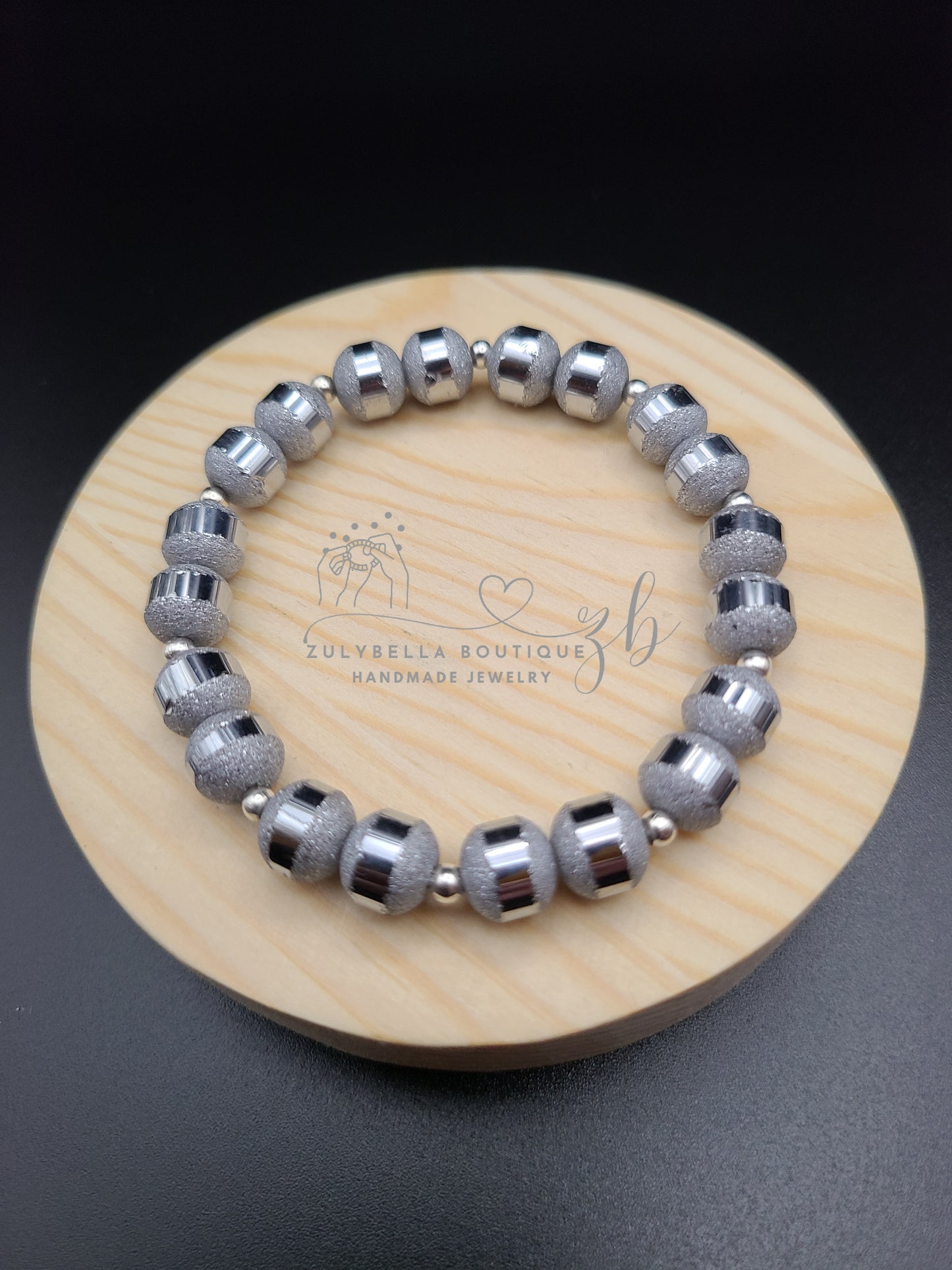 Elegant Silver Glass Bracelet