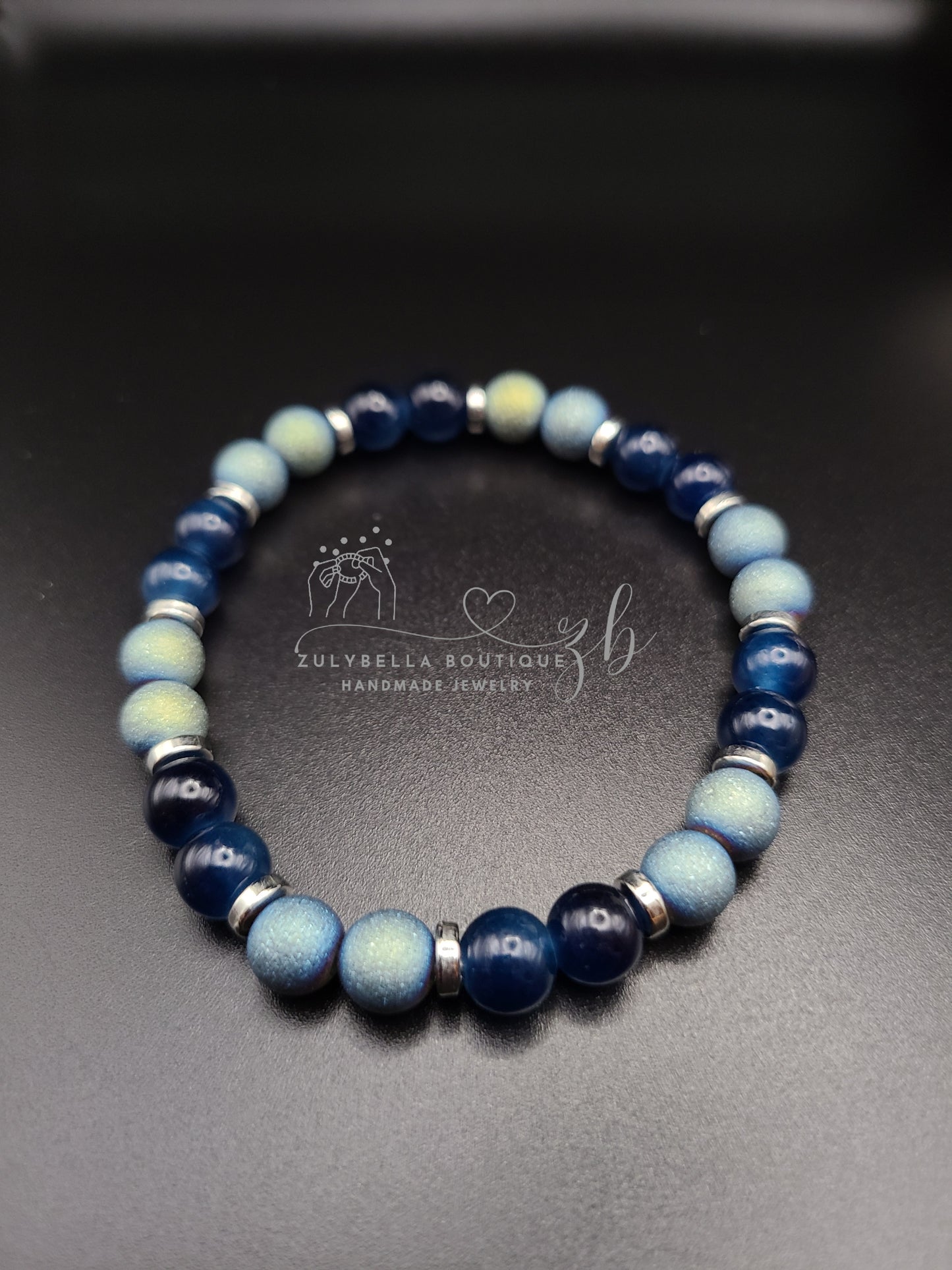 Glass Bead Bracelet- Green Blue