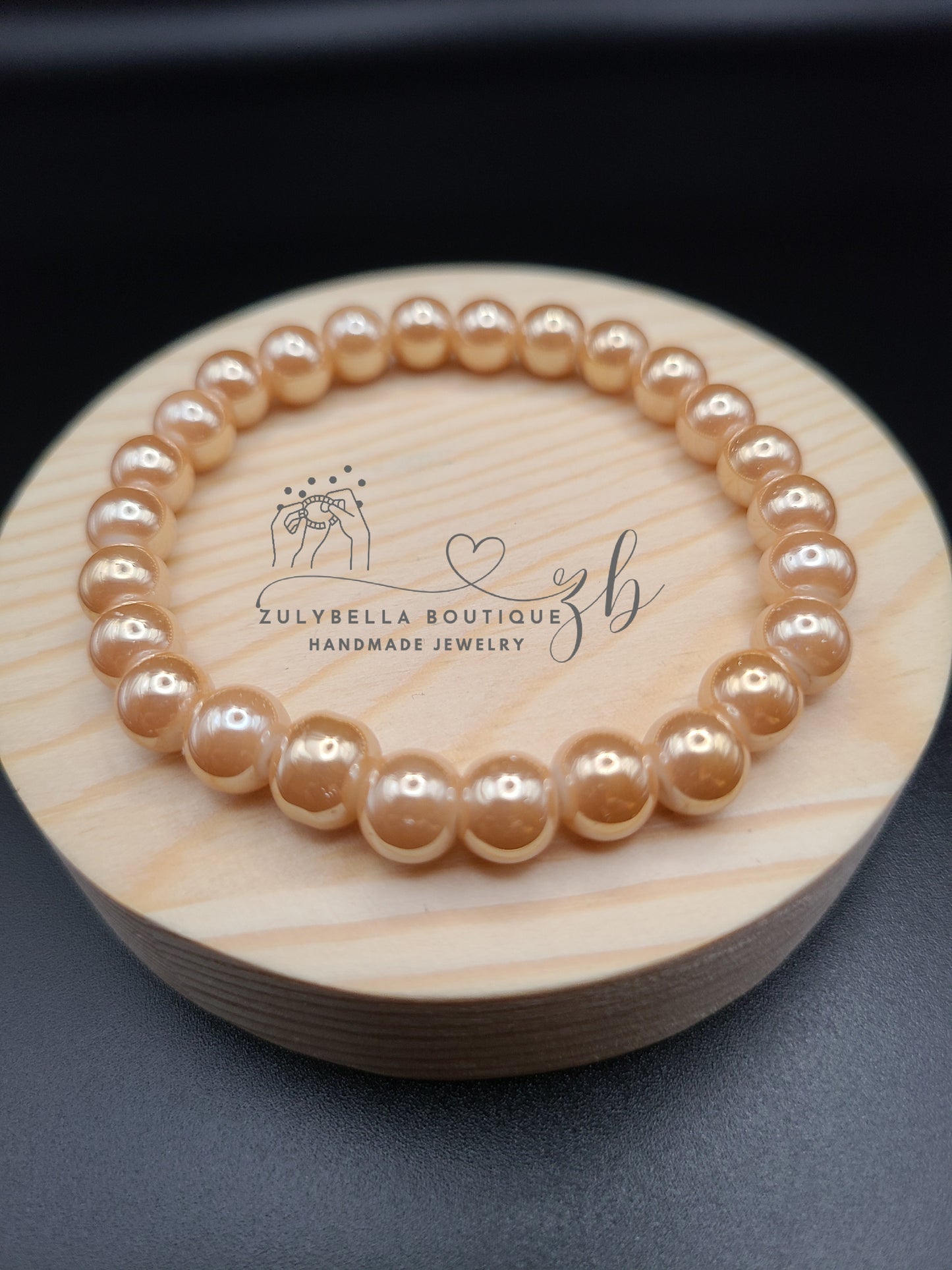 Champagne Glass Pearl Beaded Bracelet