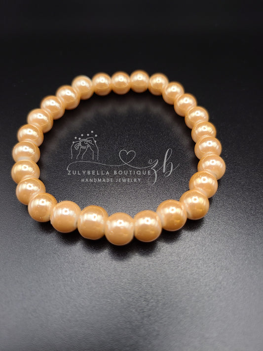 Champagne Glass Pearl Beaded Bracelet