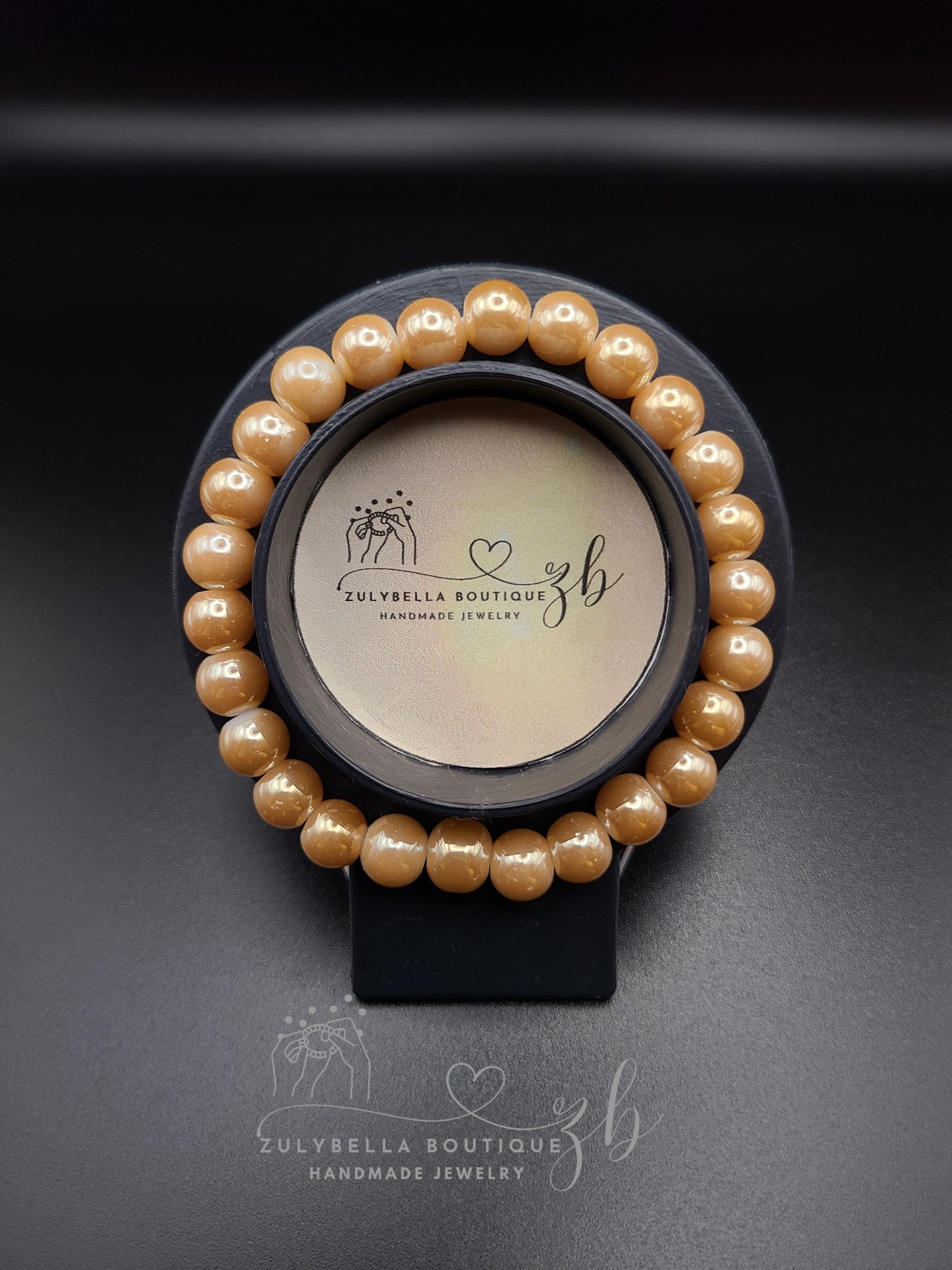 Champagne Glass Pearl Beaded Bracelet