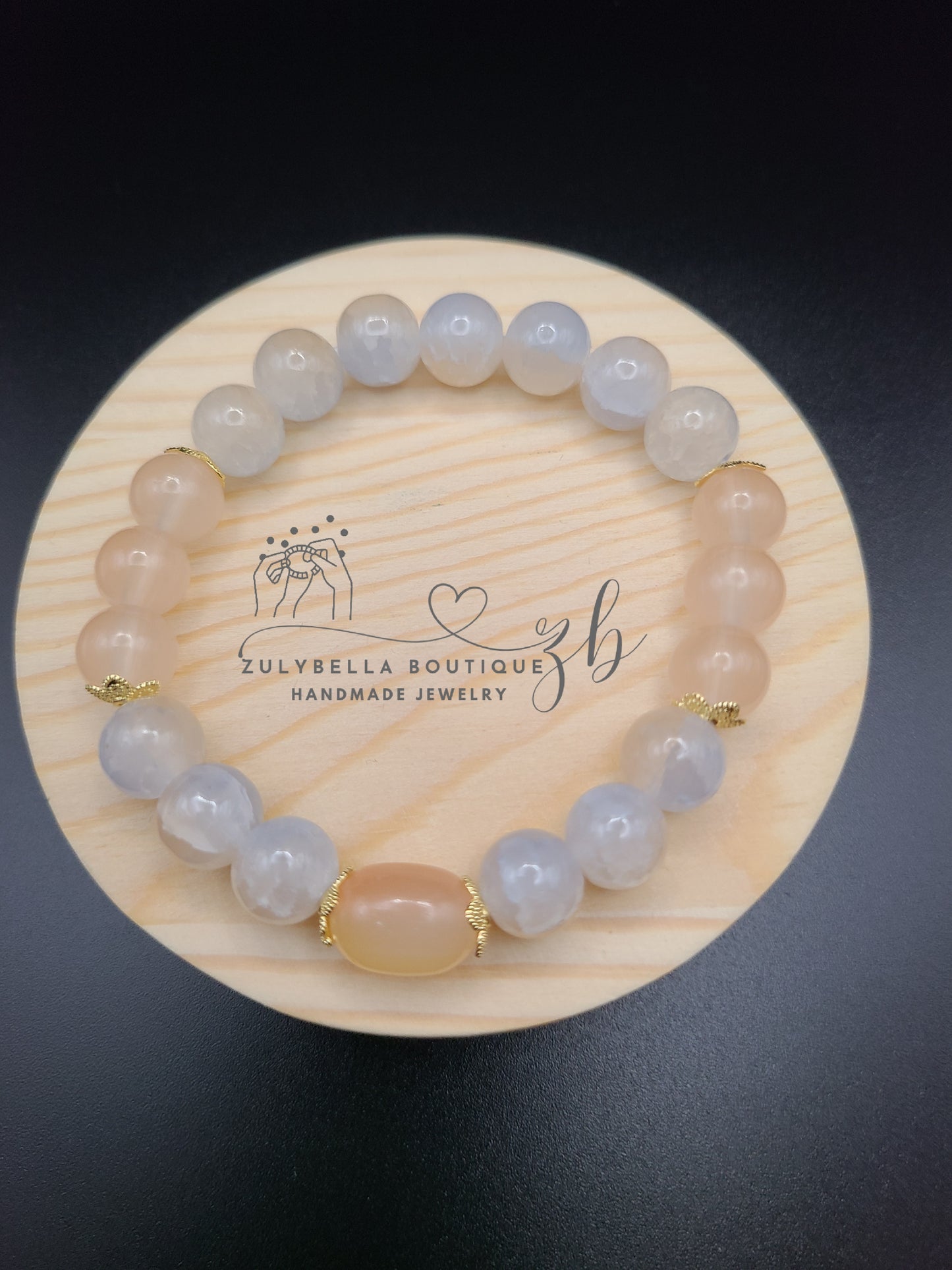 Peach Ocean- Glass Beaded Stretch Bracelet