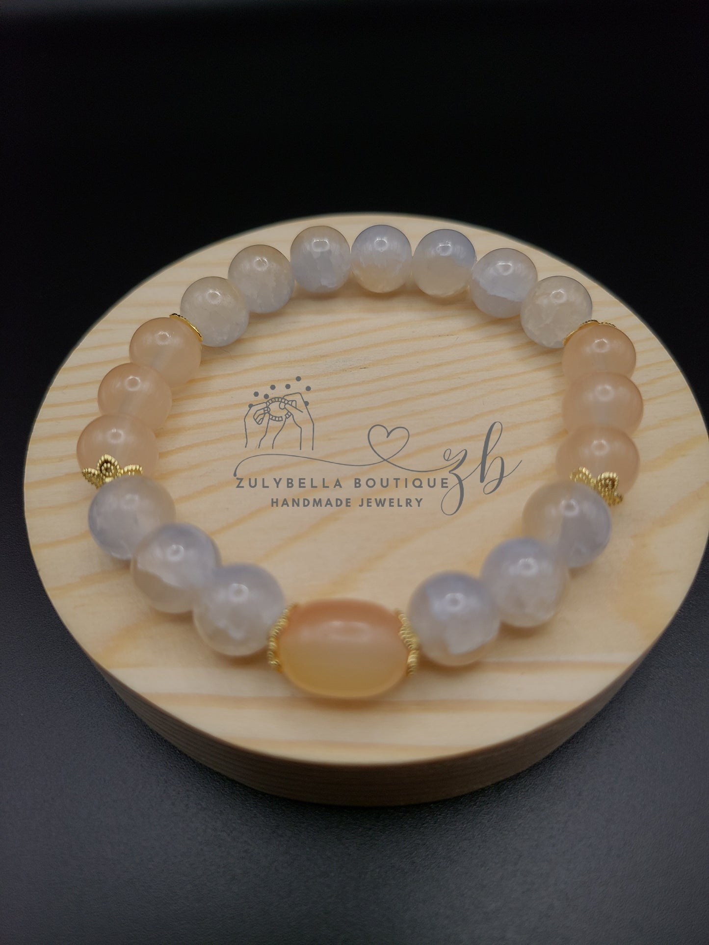 Peach Ocean- Glass Beaded Stretch Bracelet