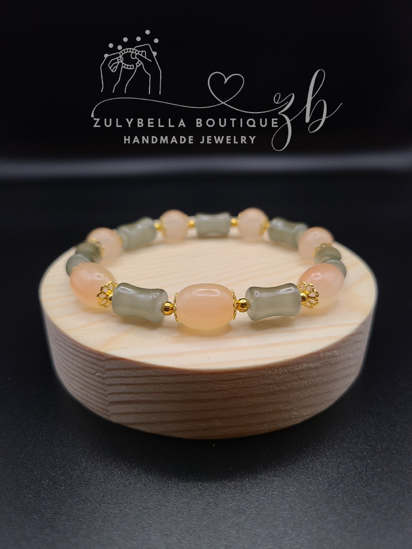 Peachy Bamboo Glass Beaded Bracelet