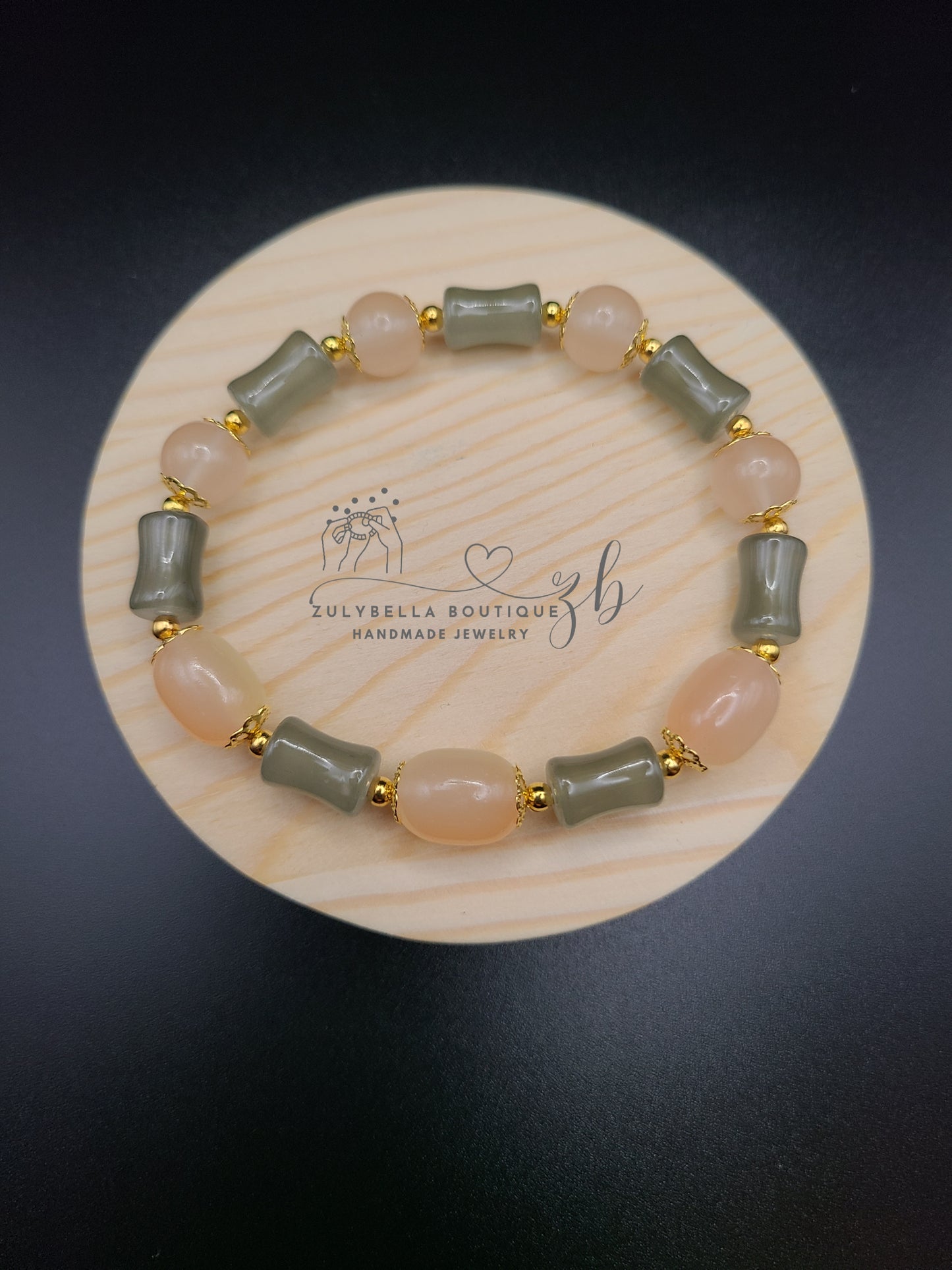 Peachy Bamboo Glass Beaded Bracelet