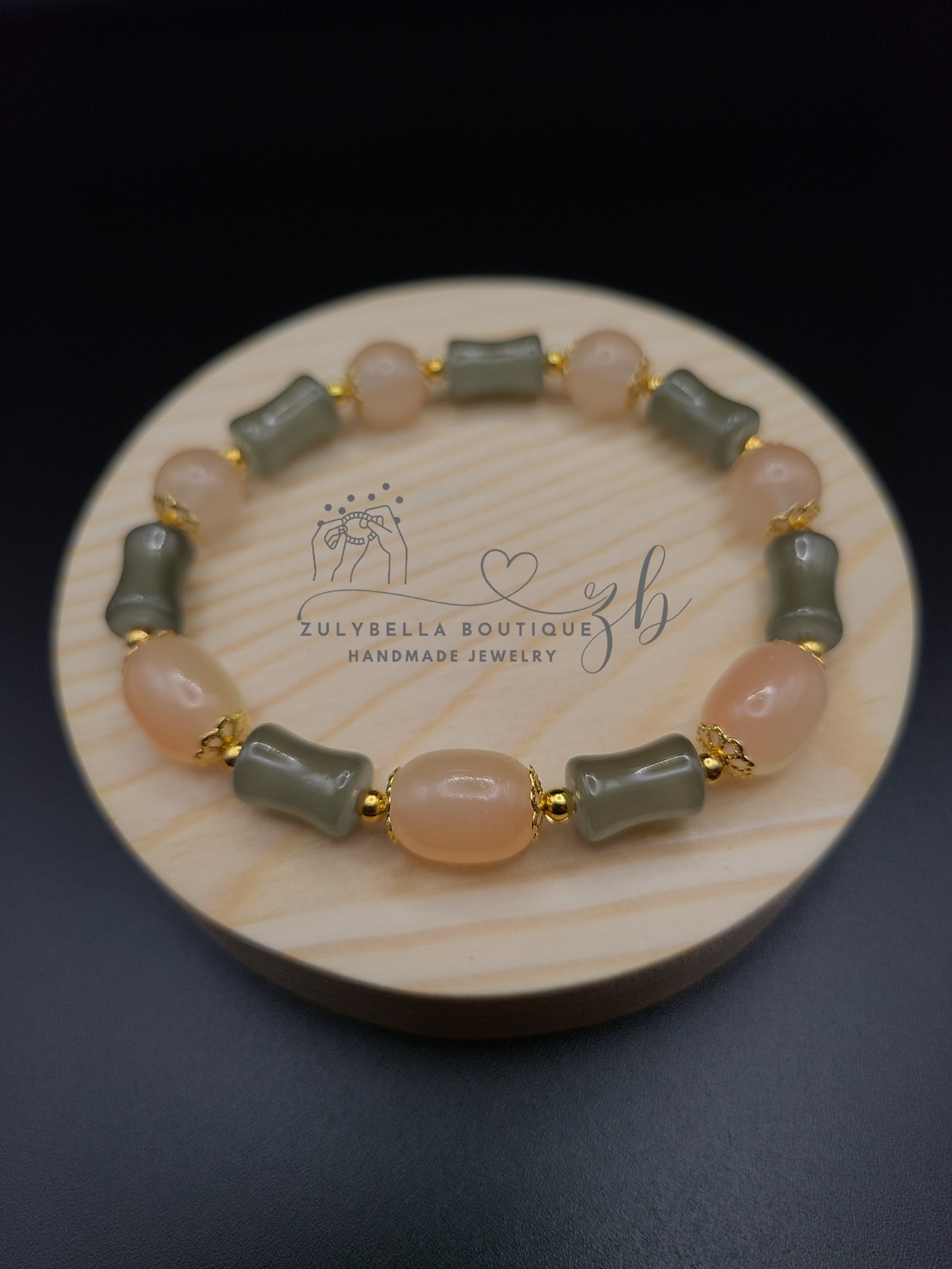 Peachy Bamboo Glass Beaded Bracelet